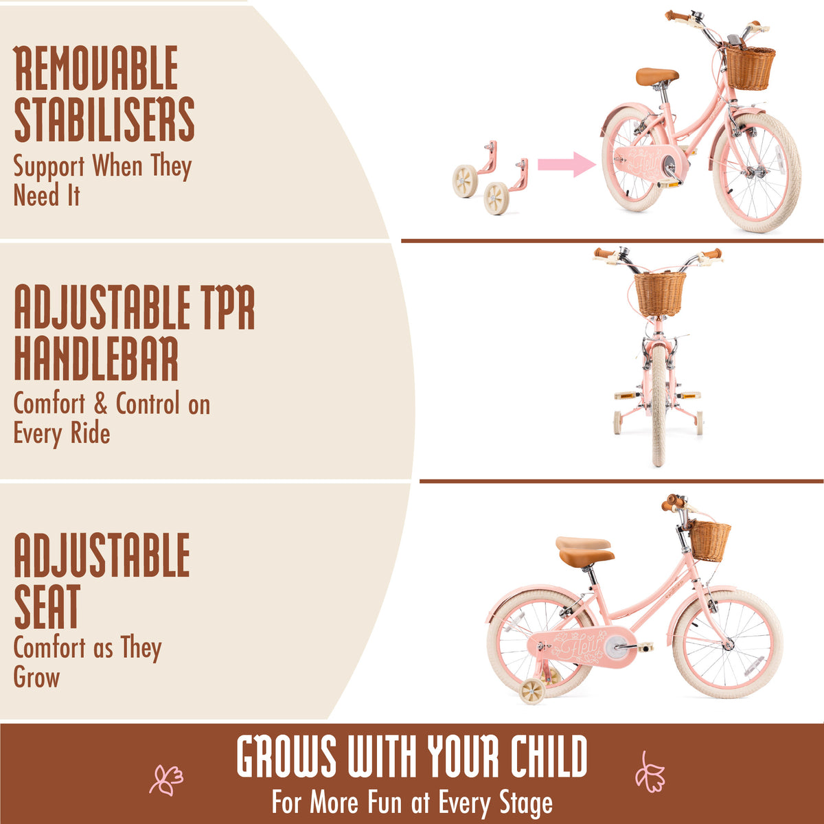 18 inch kids pink bicycle