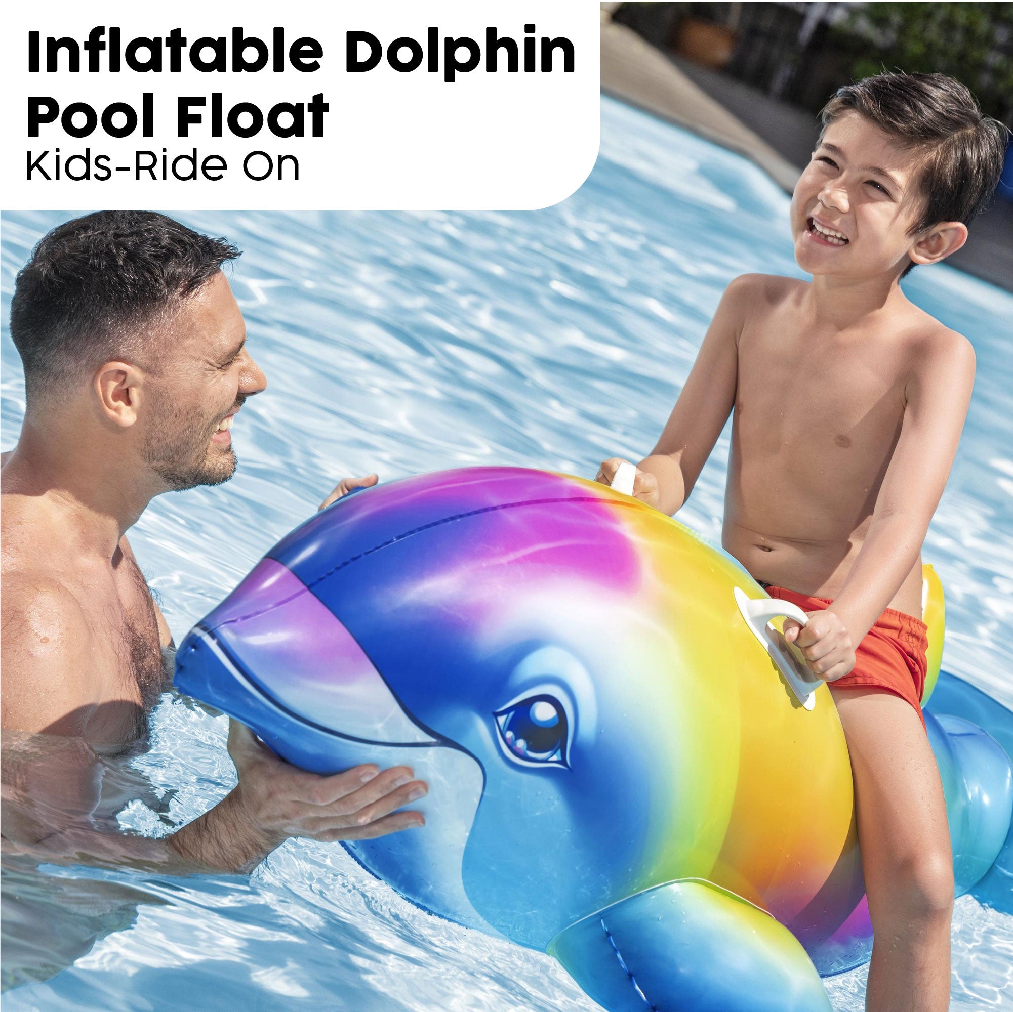 dolphin kids inflatable pool ride on