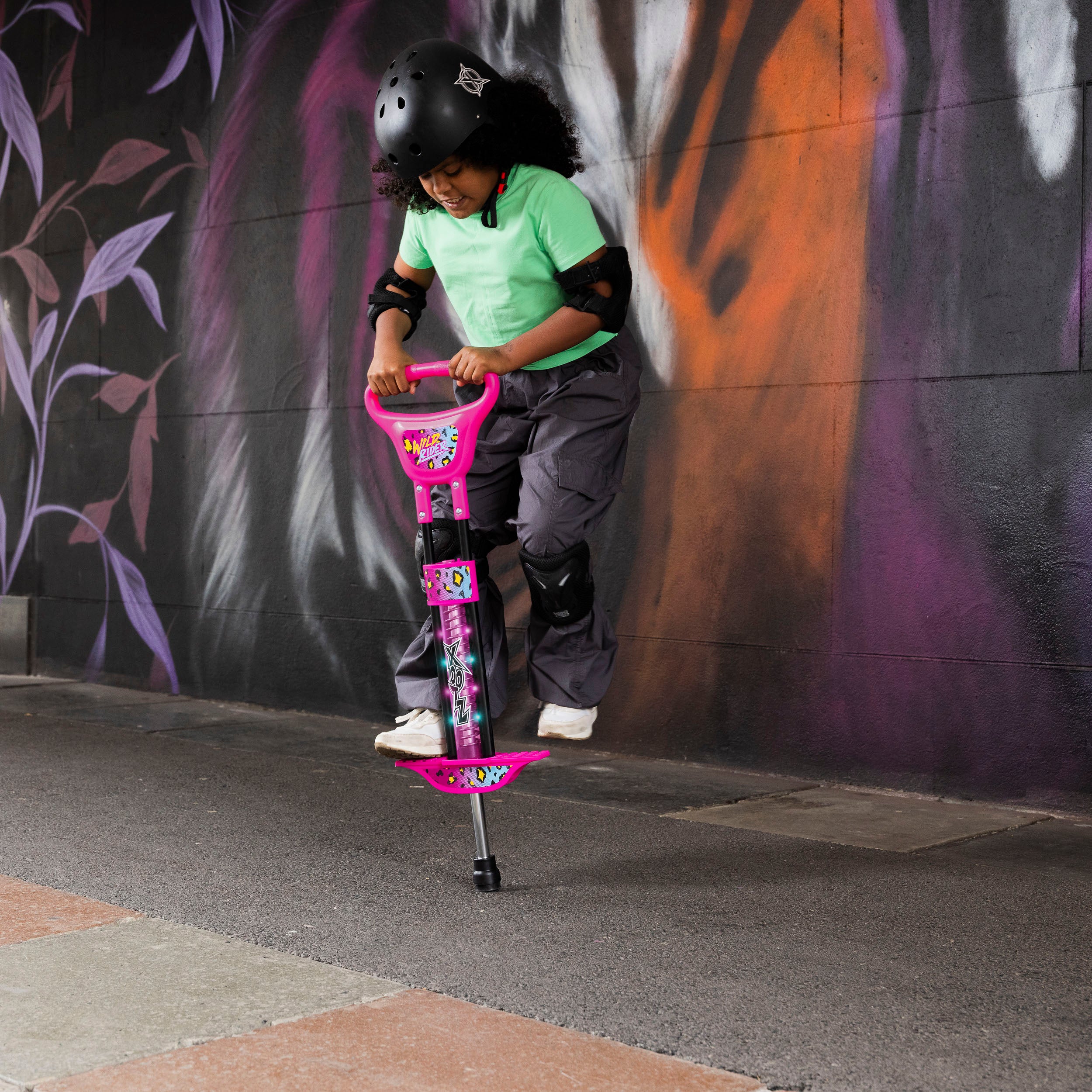Light Up Pogo Stick Pink Leopard