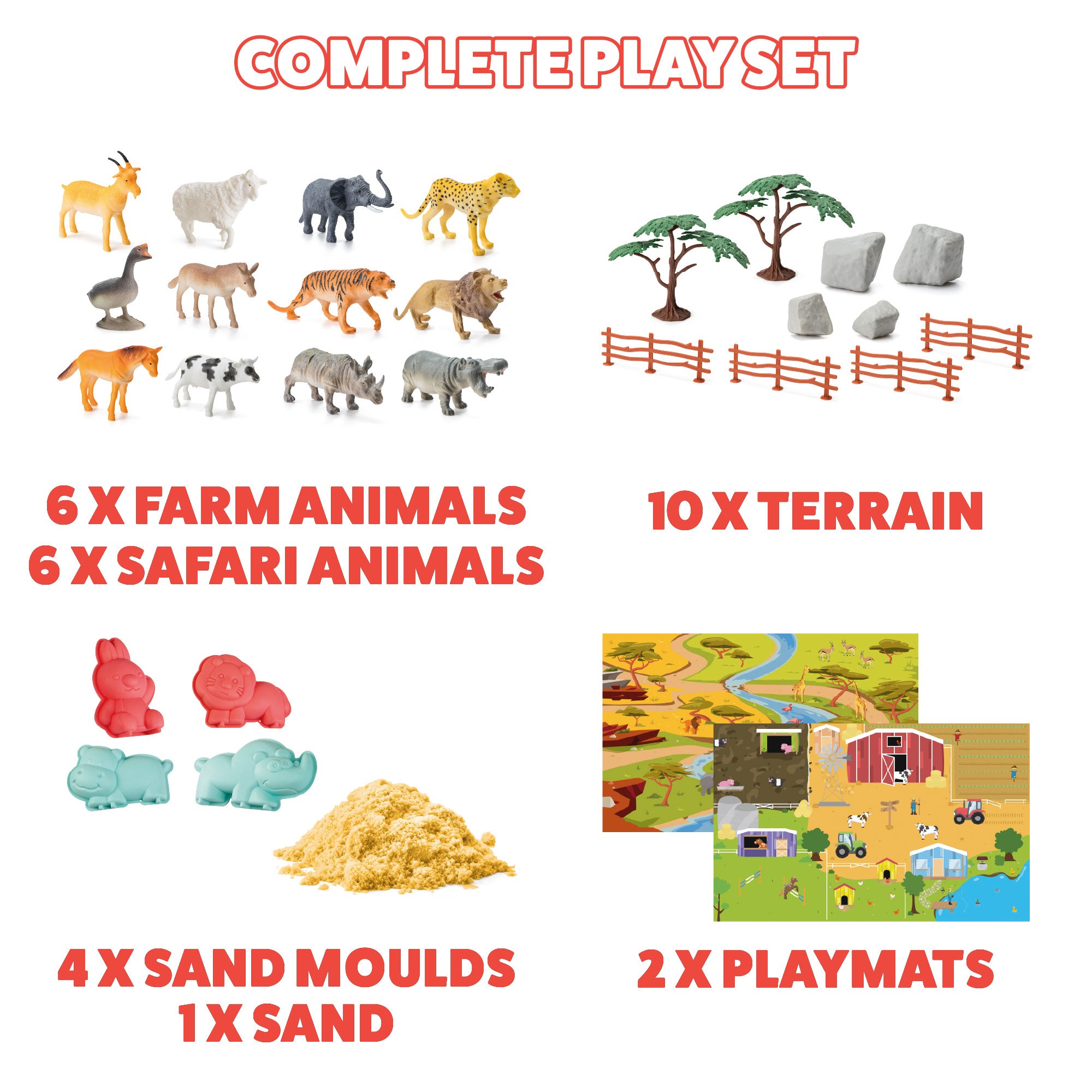 Plastic Play Tray Table - Farm & Safari Theme