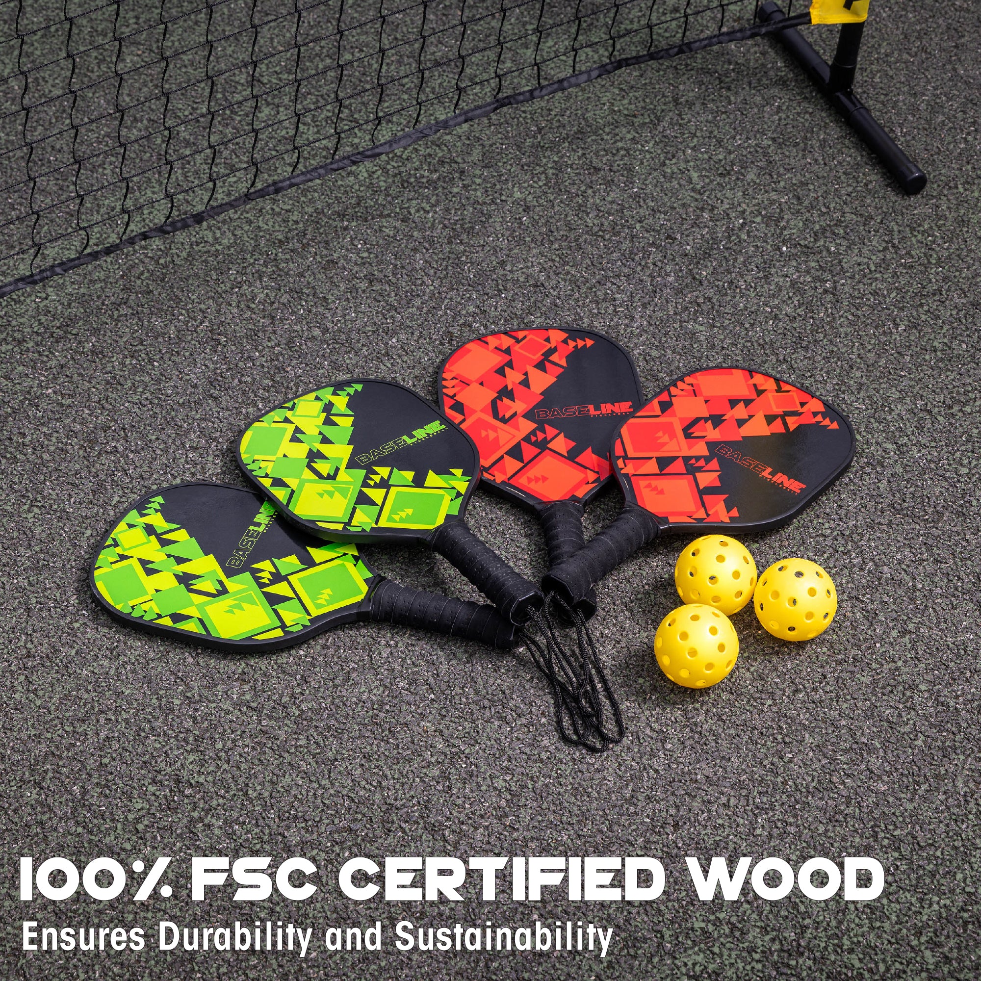 Pickleball Bat, Ball & Net - 4 Player