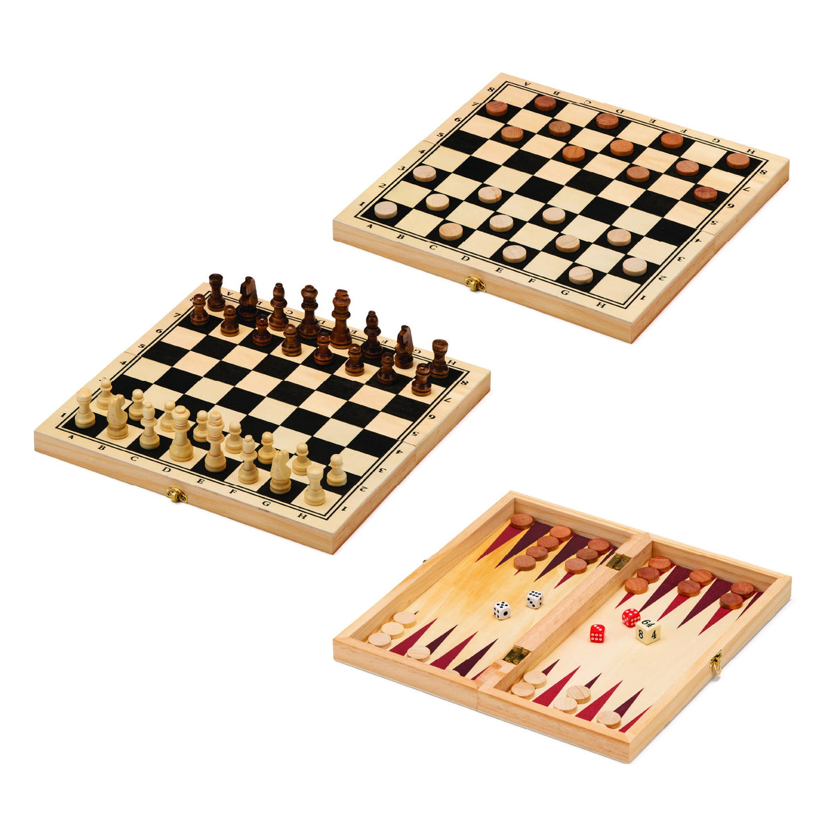 Philos Wooden Game Compendium – Coffret 8 Jeux En Bois 30 Cm – Échecs, Backgammon, Dames, Marelle, Ludo, Domino, Cartes, Mikado – Dès 6 Ans
