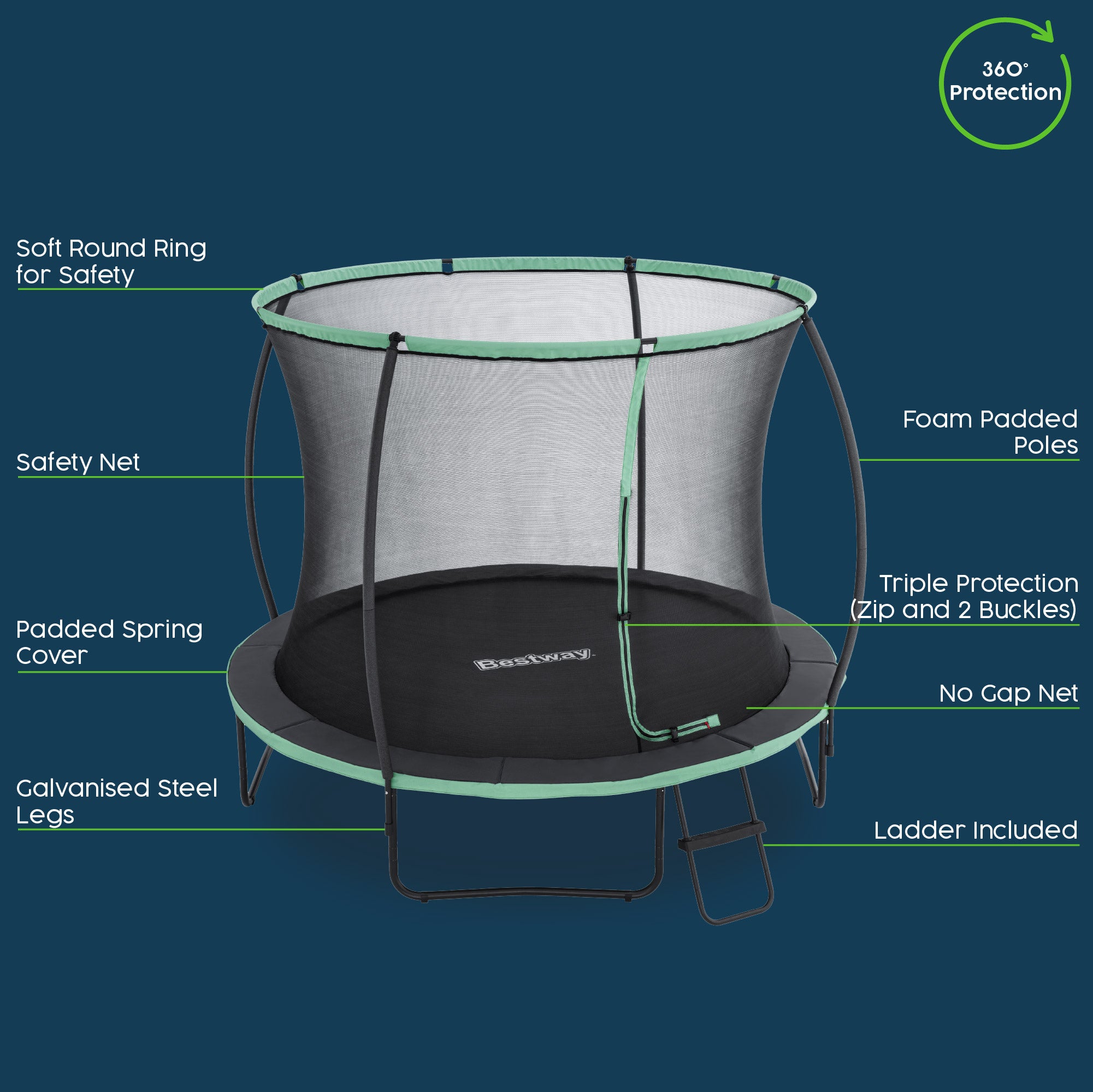 10ft trampoline with safety net