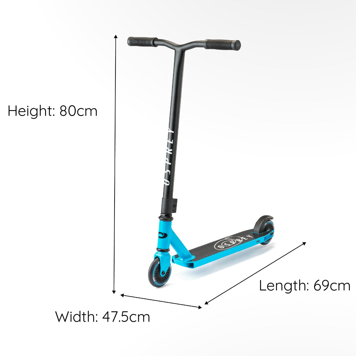 Foldable stunt scooter in blue