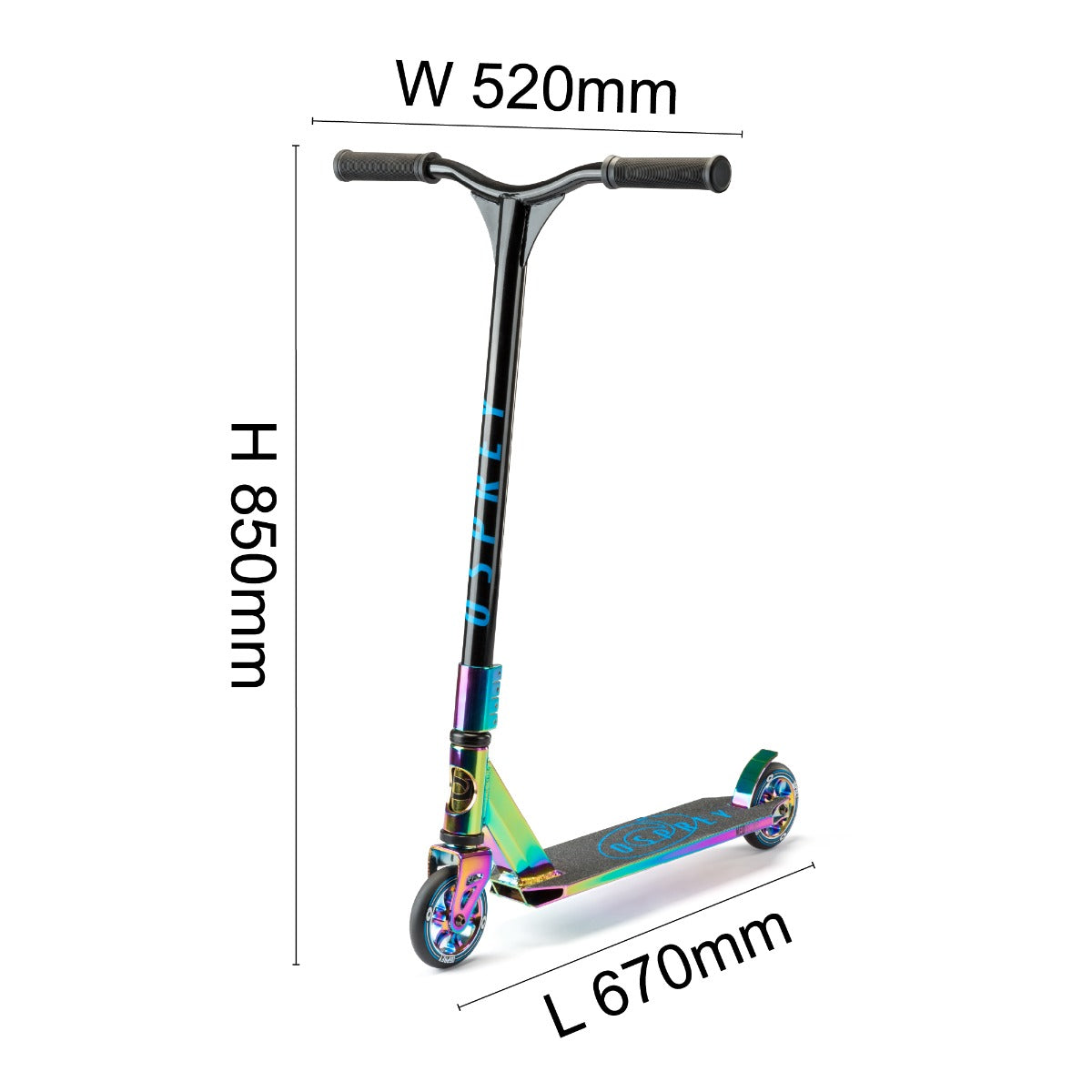 Neon design two-wheel scooter for beginners