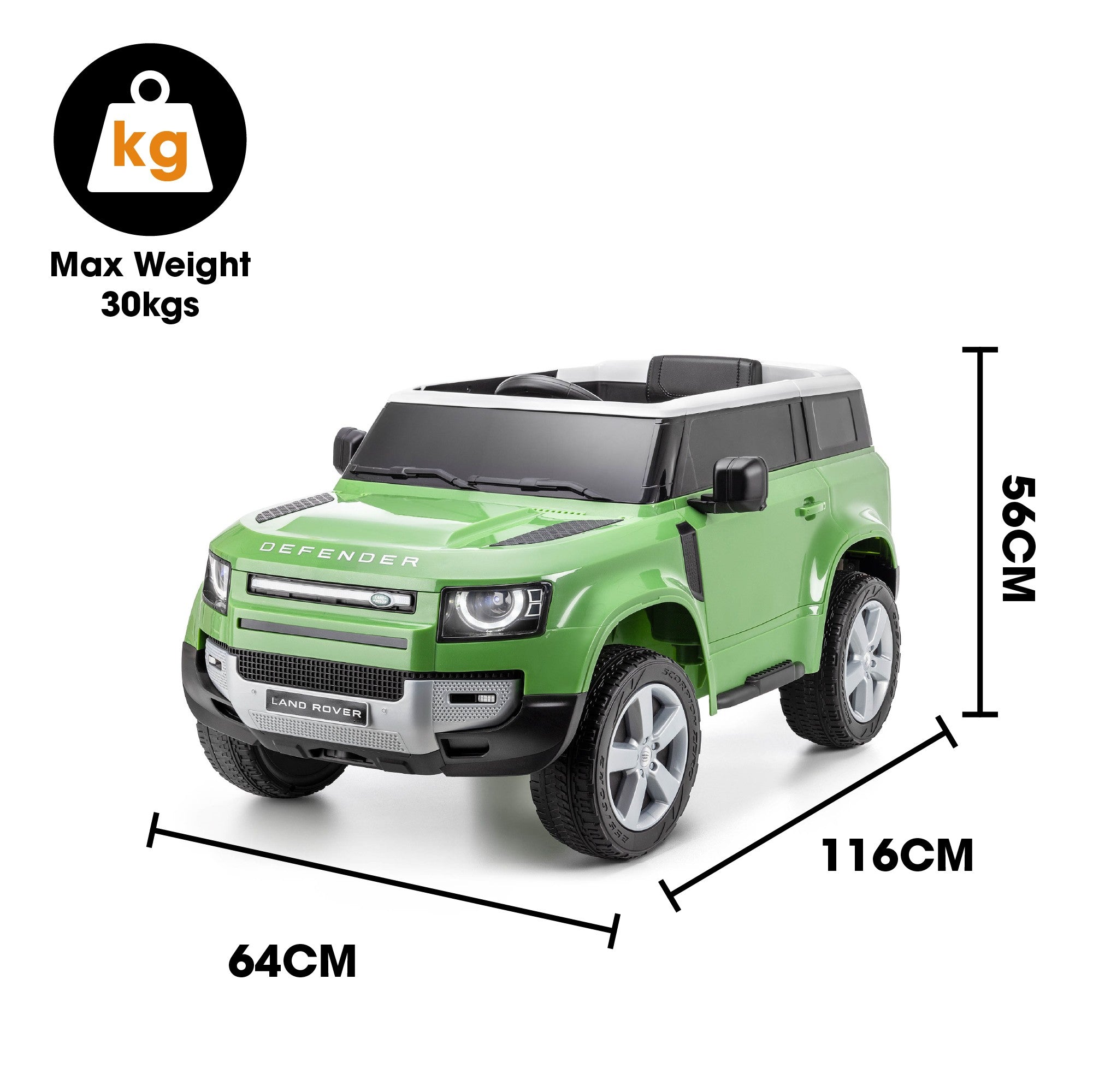 Land Rover Defender Electric Ride-On Car - Green