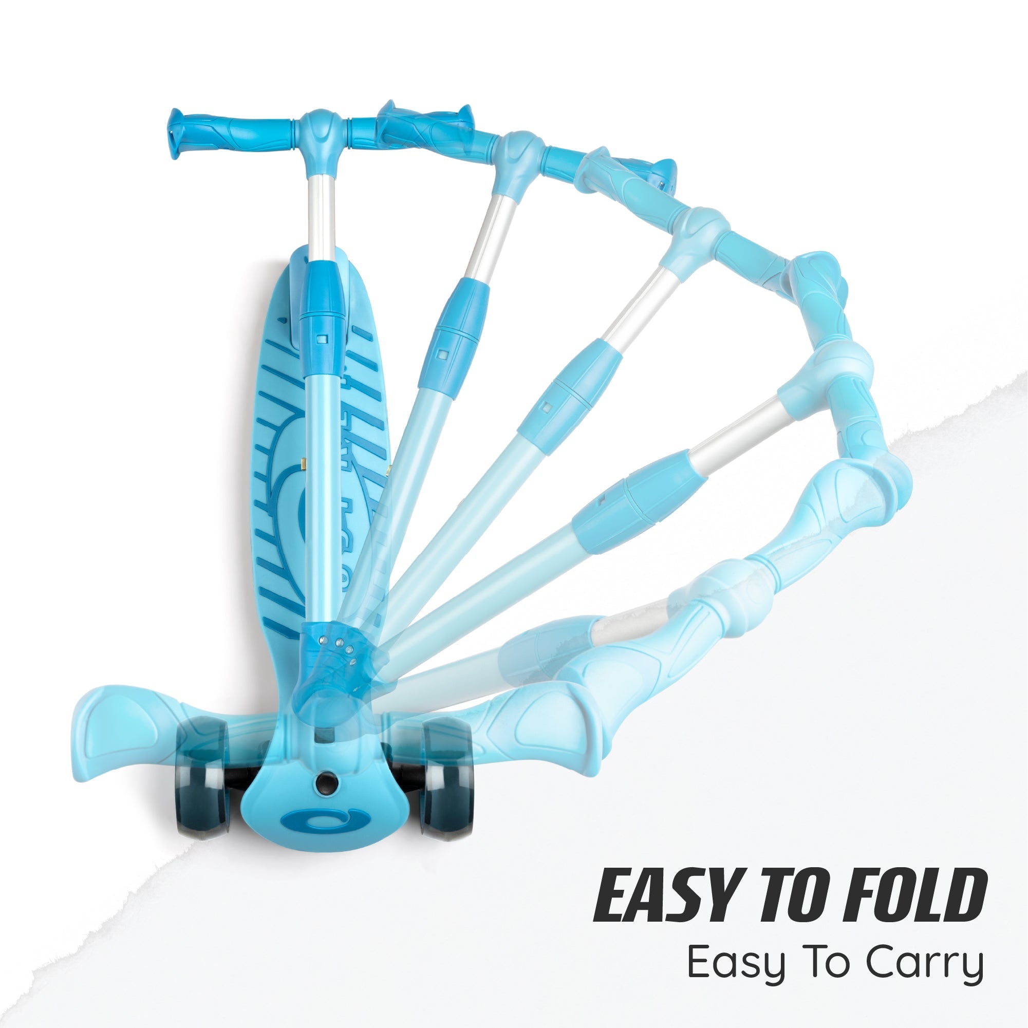 Beginner scooter with wide base in blue