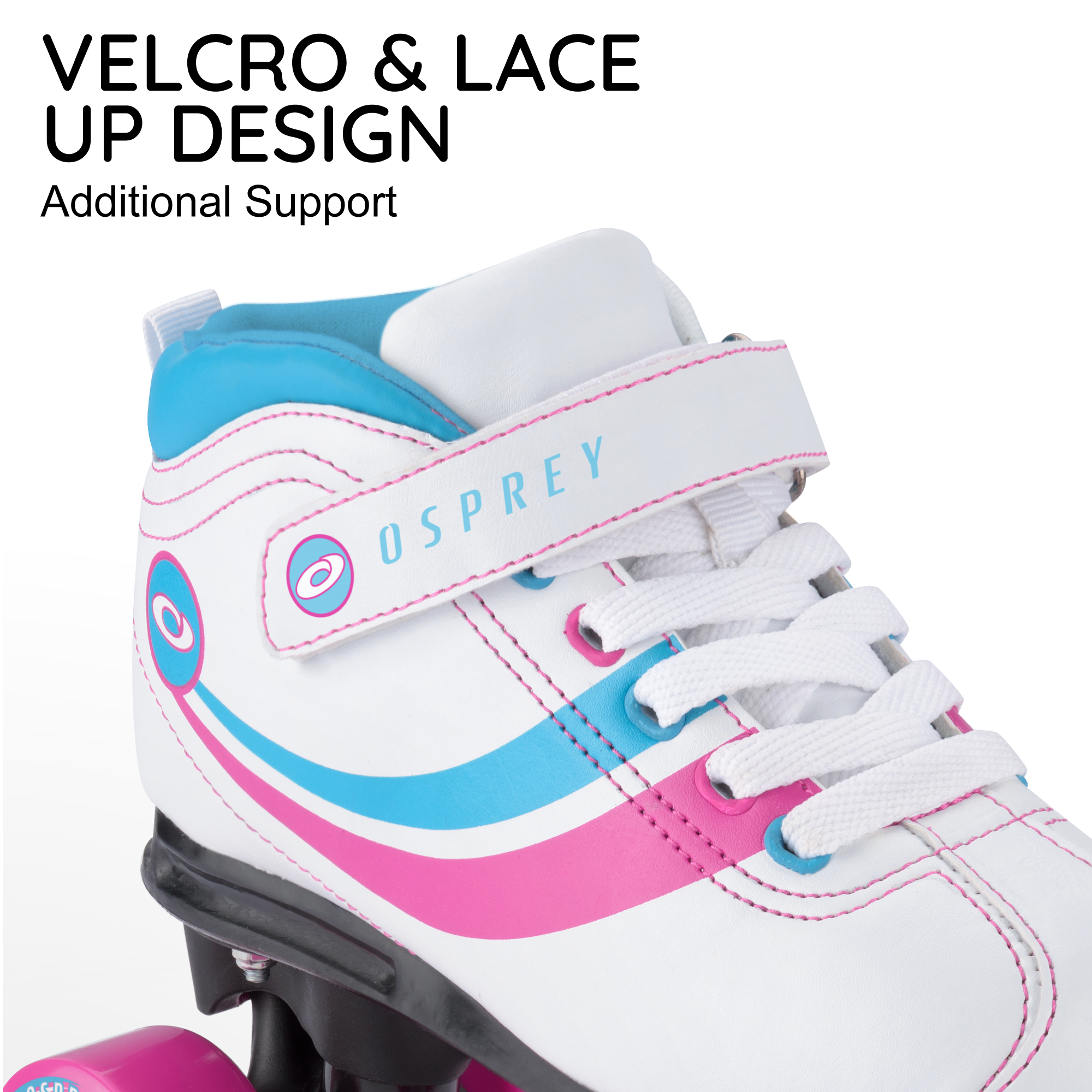 Kids Adjustable Quad Roller Skates - White