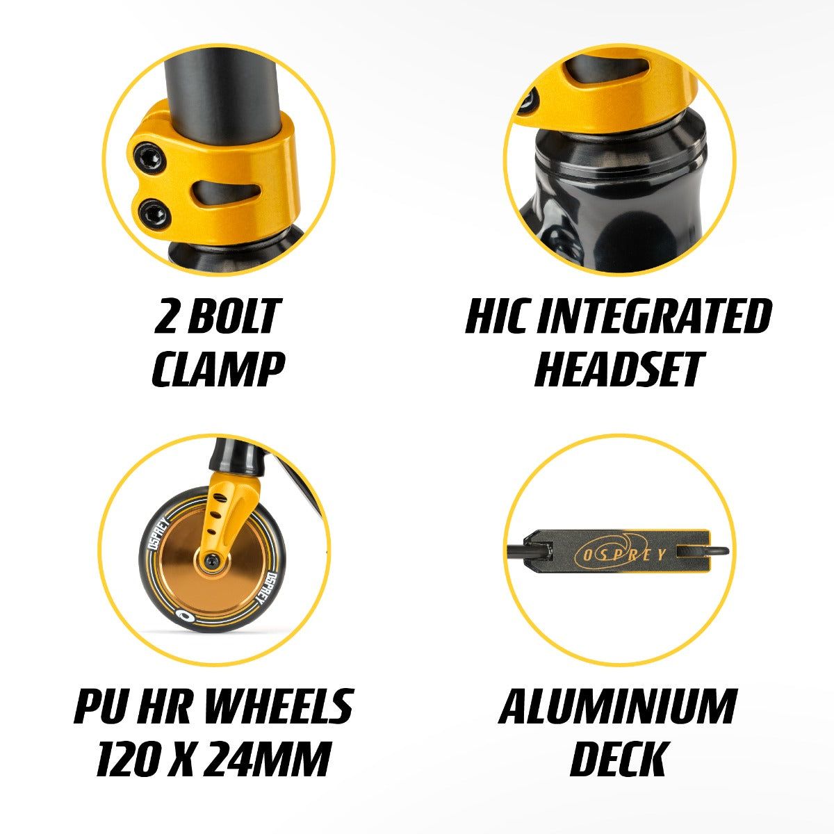 Pro stunt scooter with golden deck