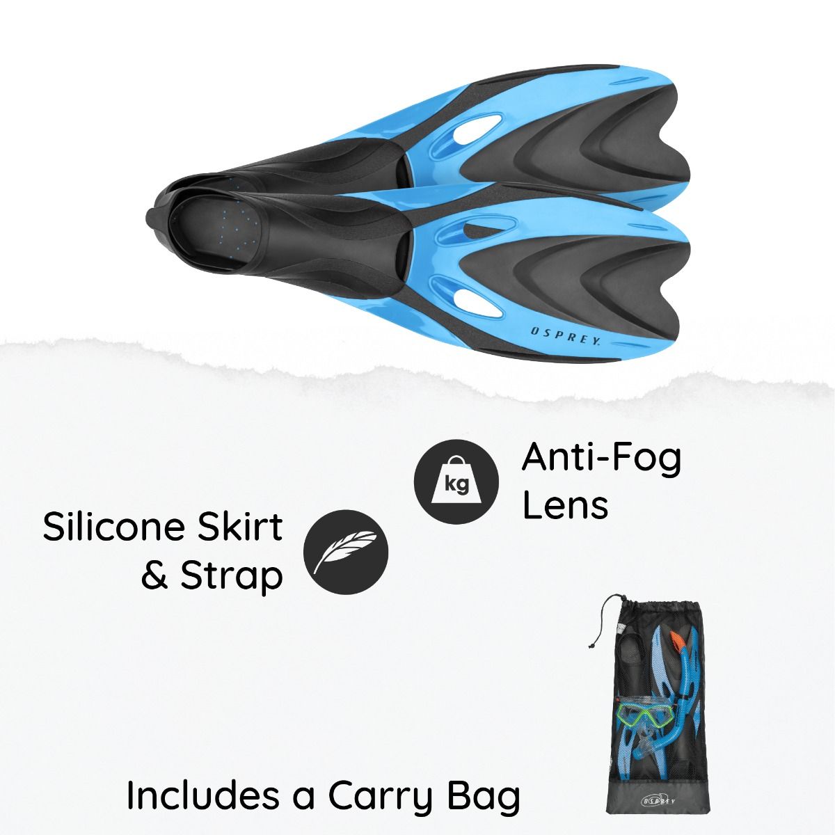 Youth snorkel gear set in blue color