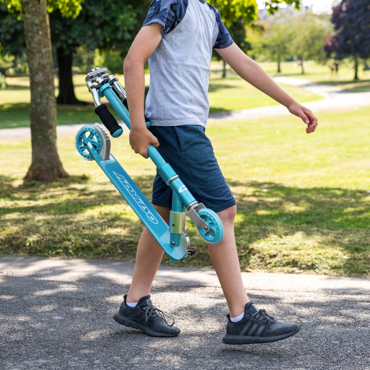 Folding blue scooter for kids