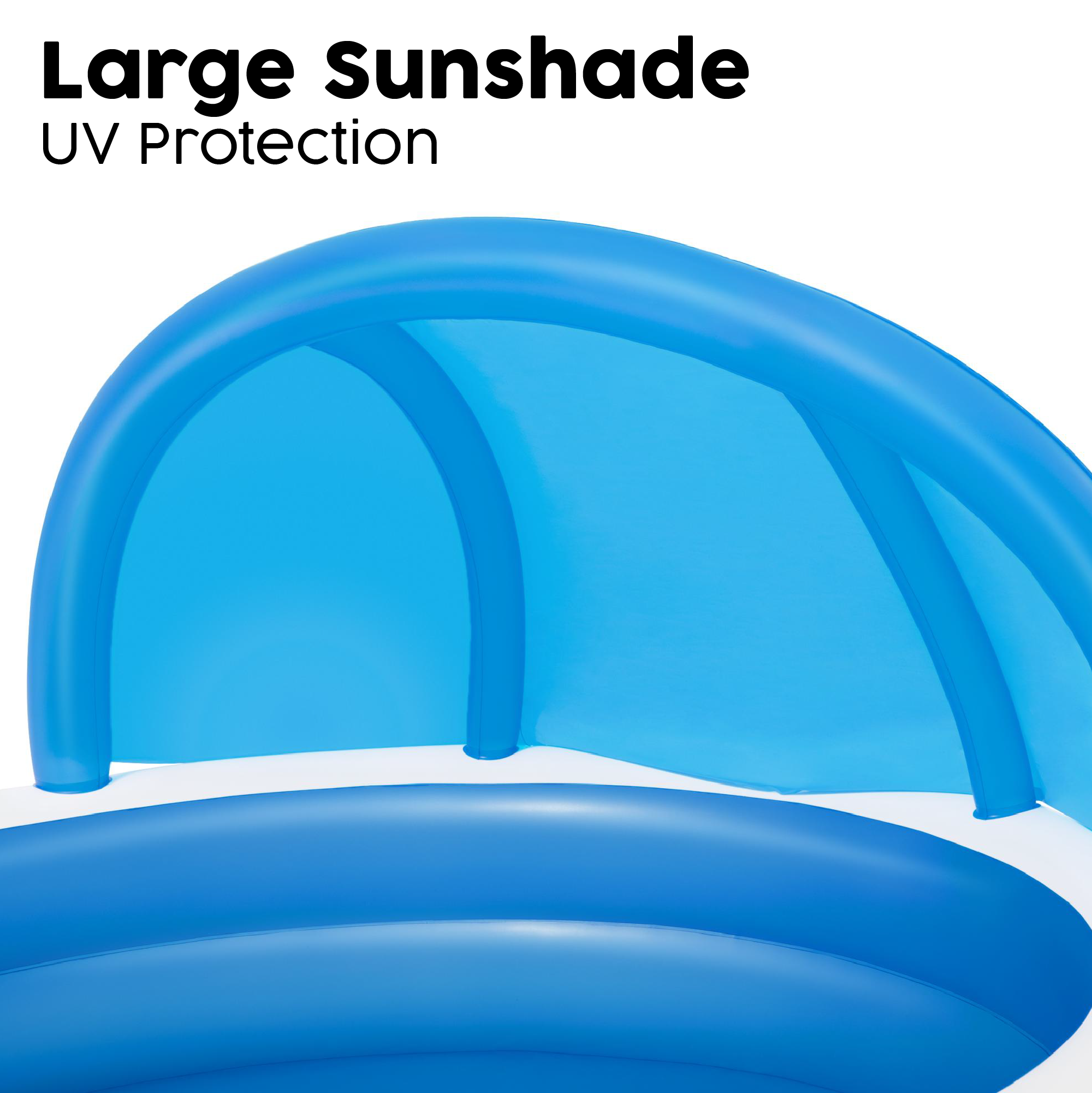 paddling pool with large sunshade