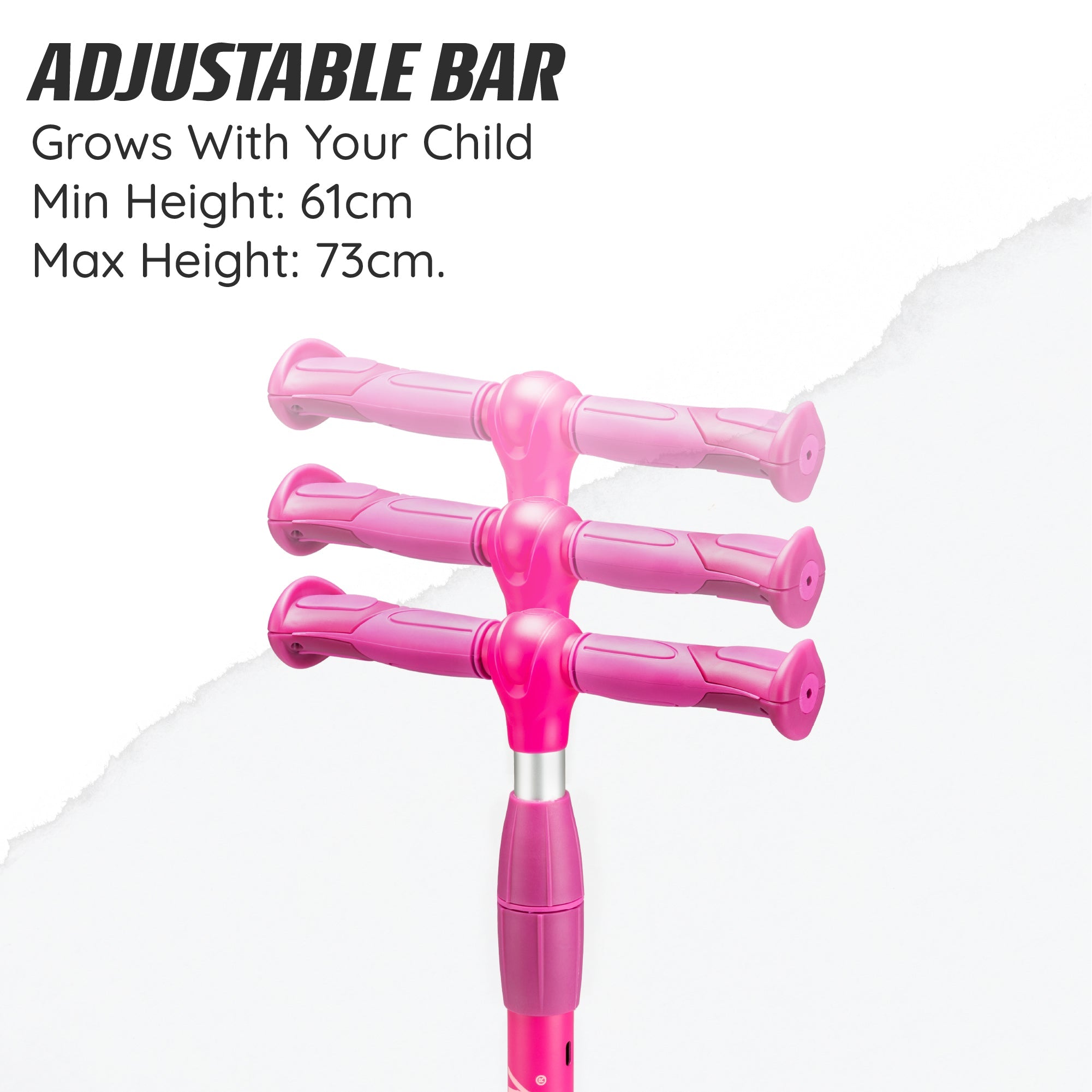 Pink scooter with easy-grip handlebars