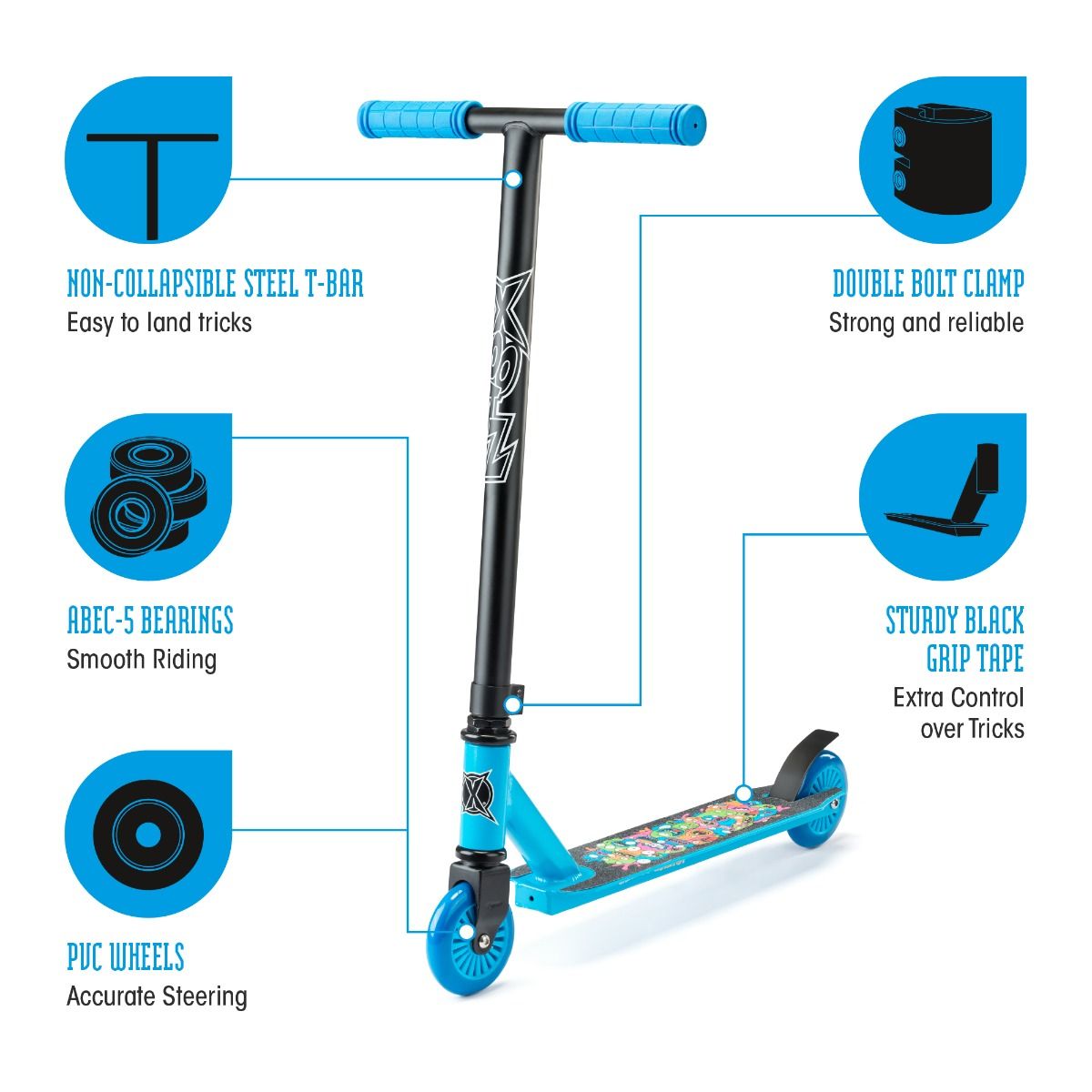 Cool kids stunt scooter with smooth ride and eye-catching graphics
