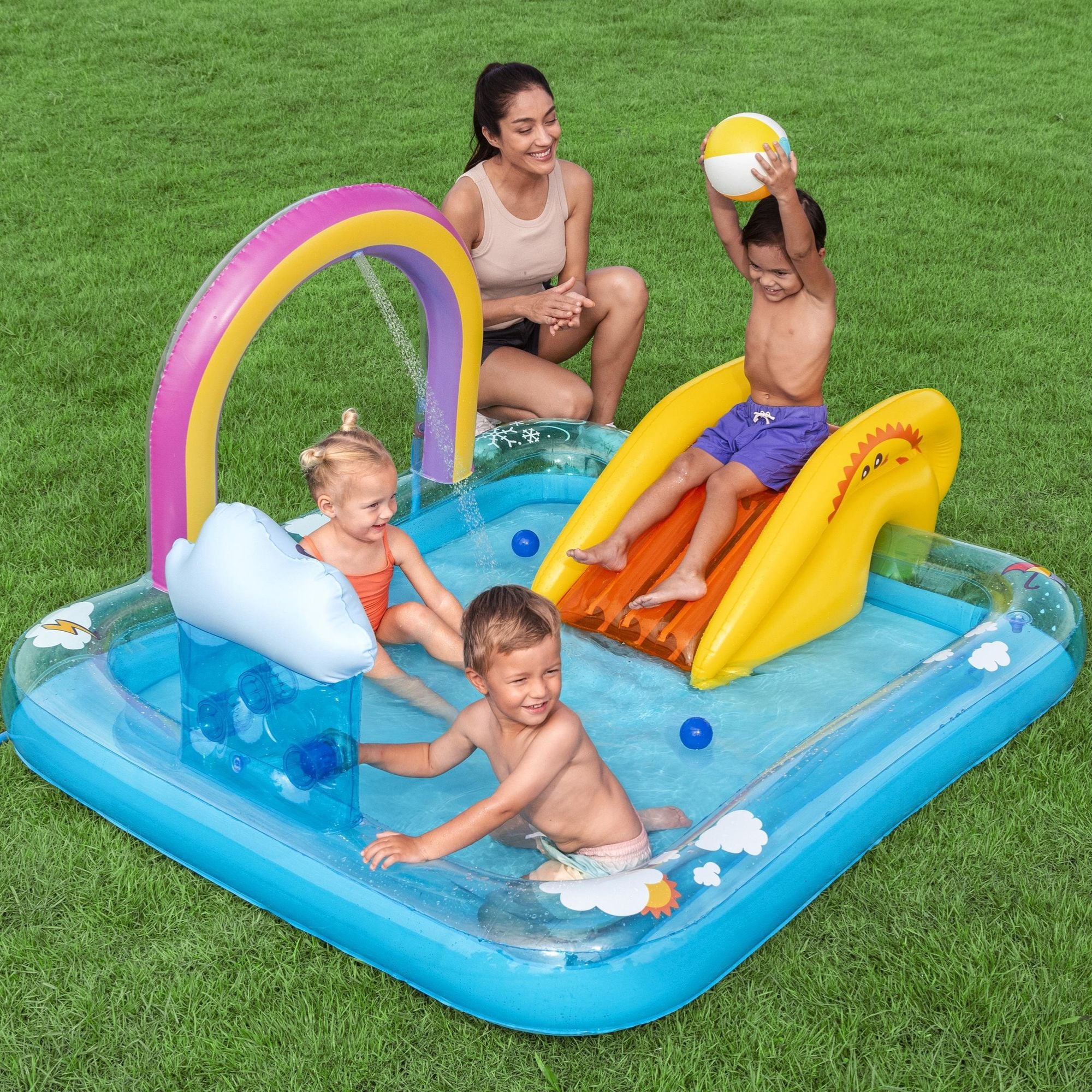 Rainbows 'n' Rays Kids Paddling Pool with Play Centre