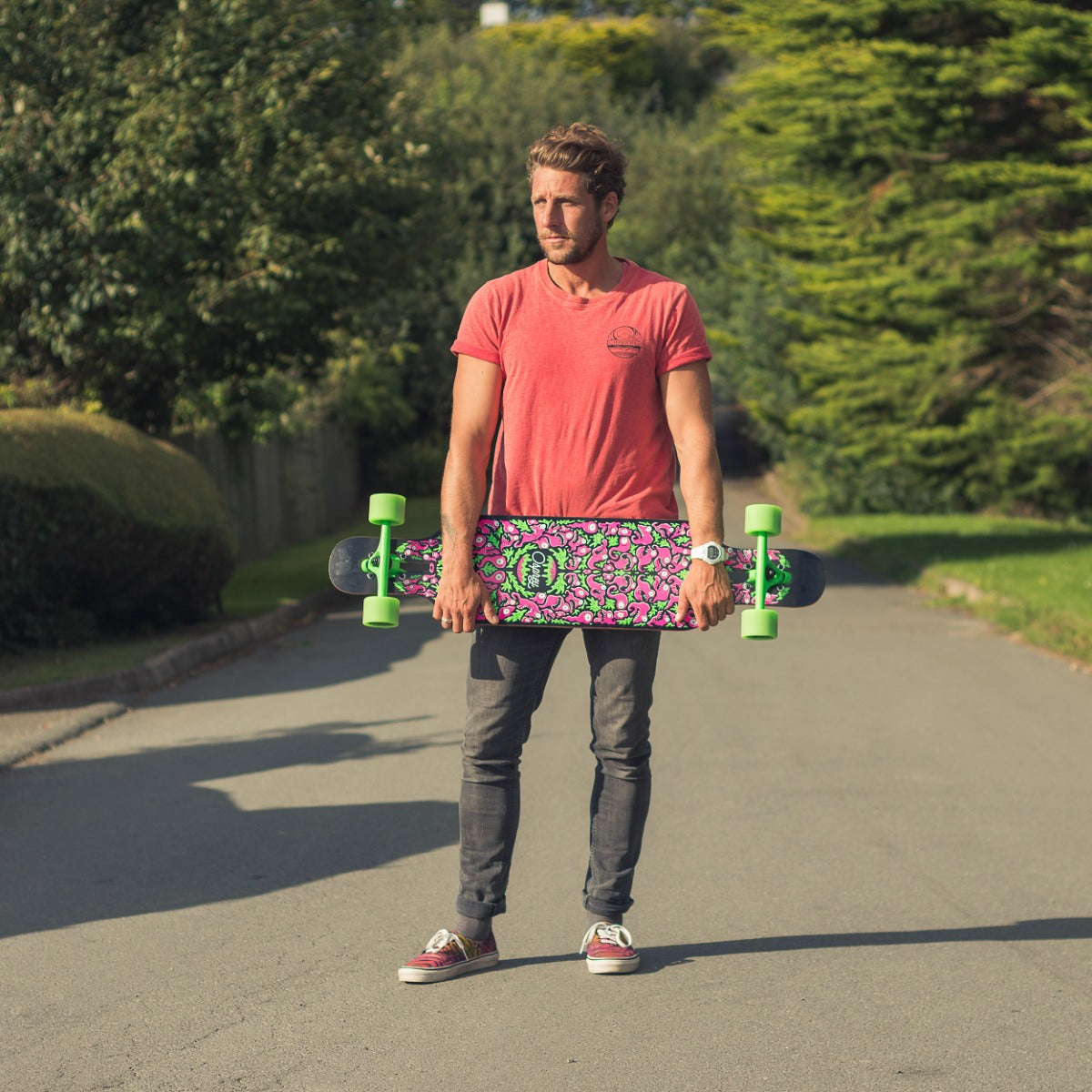 Stylish graphic longboard for young riders