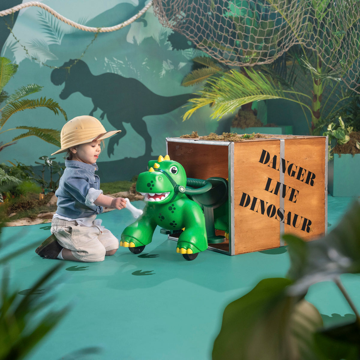 electric dinosaur ride on with led lights