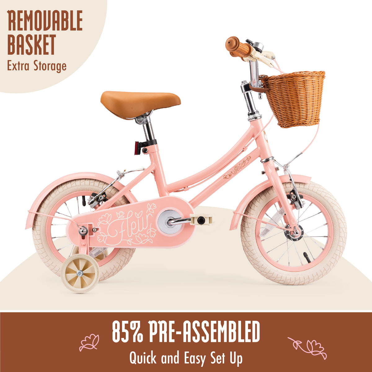 12 inch bike with stabilisers and removable basket