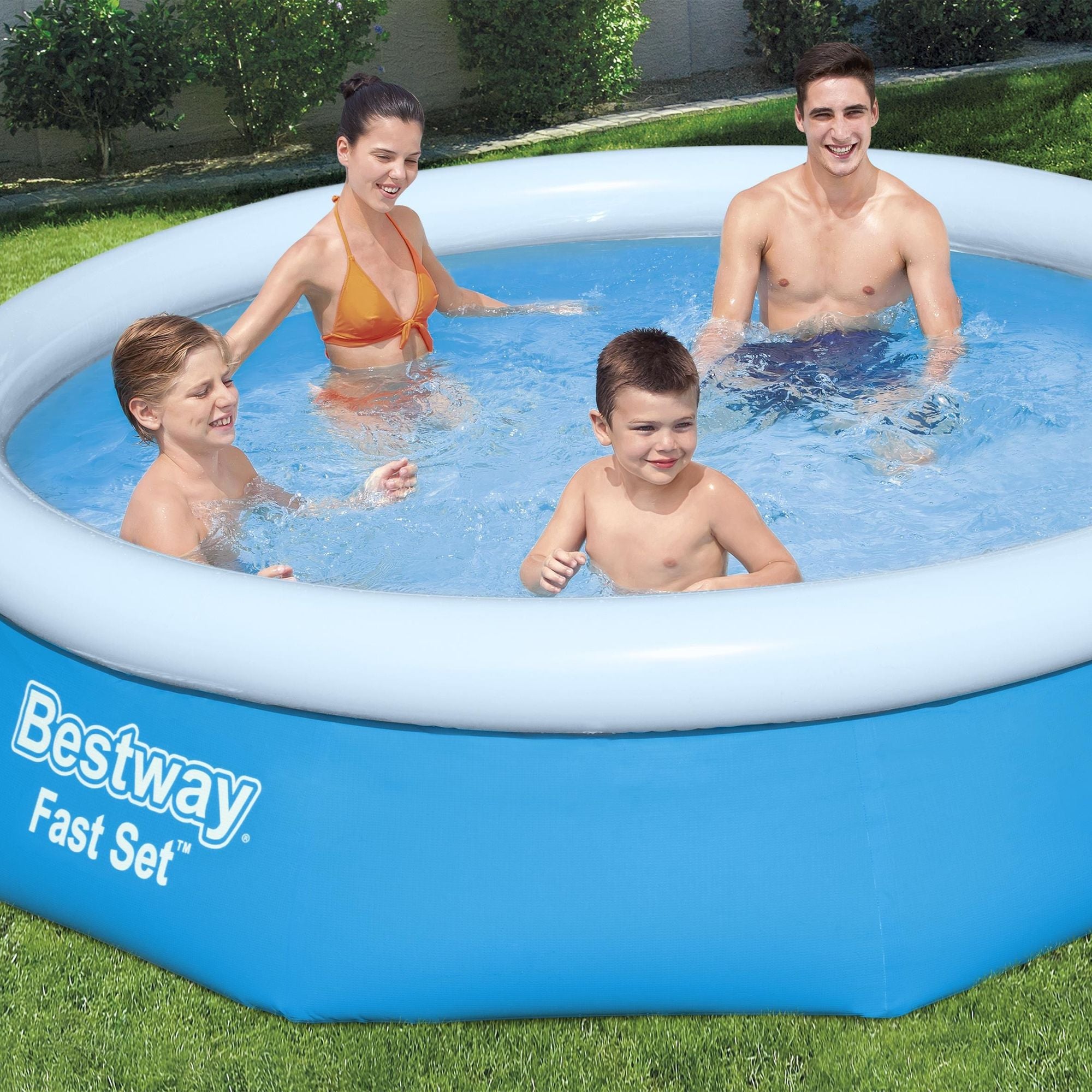 10ft x 30in Blue Round Fast Set Inflatable Above Ground Pool Set