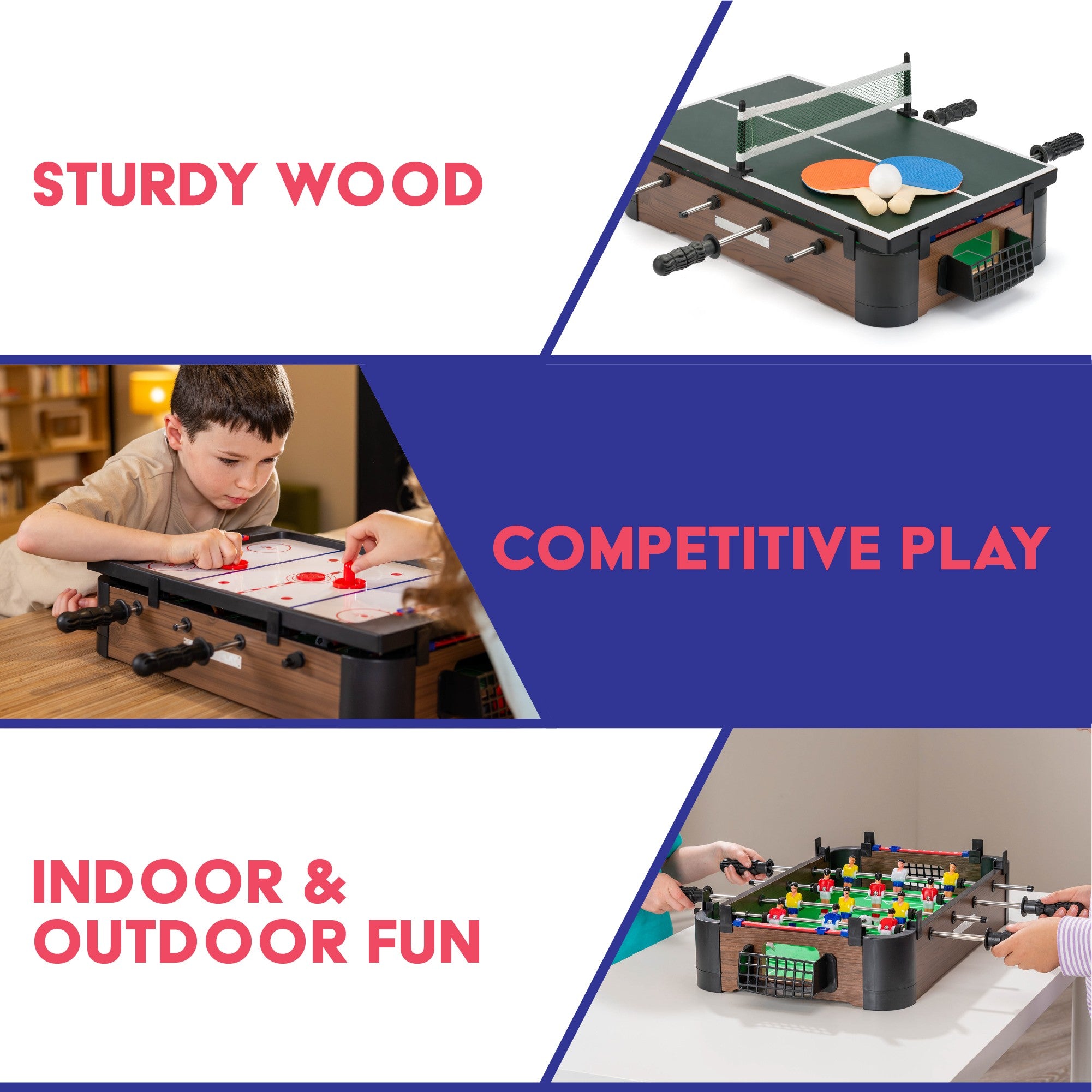 3 in 1 games table air hockey