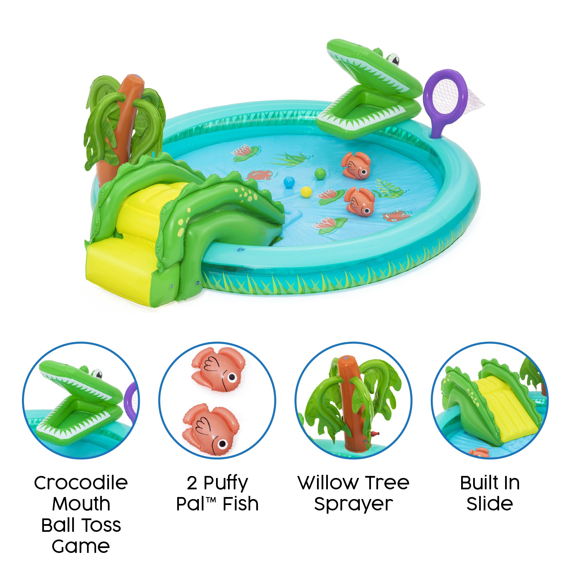 Crocodile Cove Inflatable Paddling Pool with Play Centre