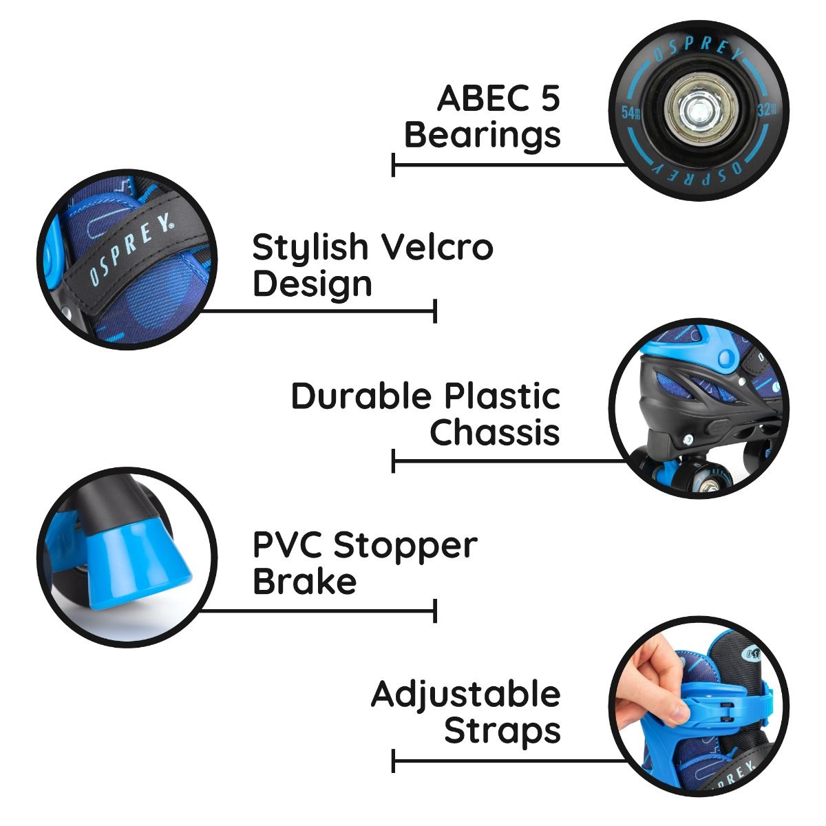Four-wheel skates with ankle support