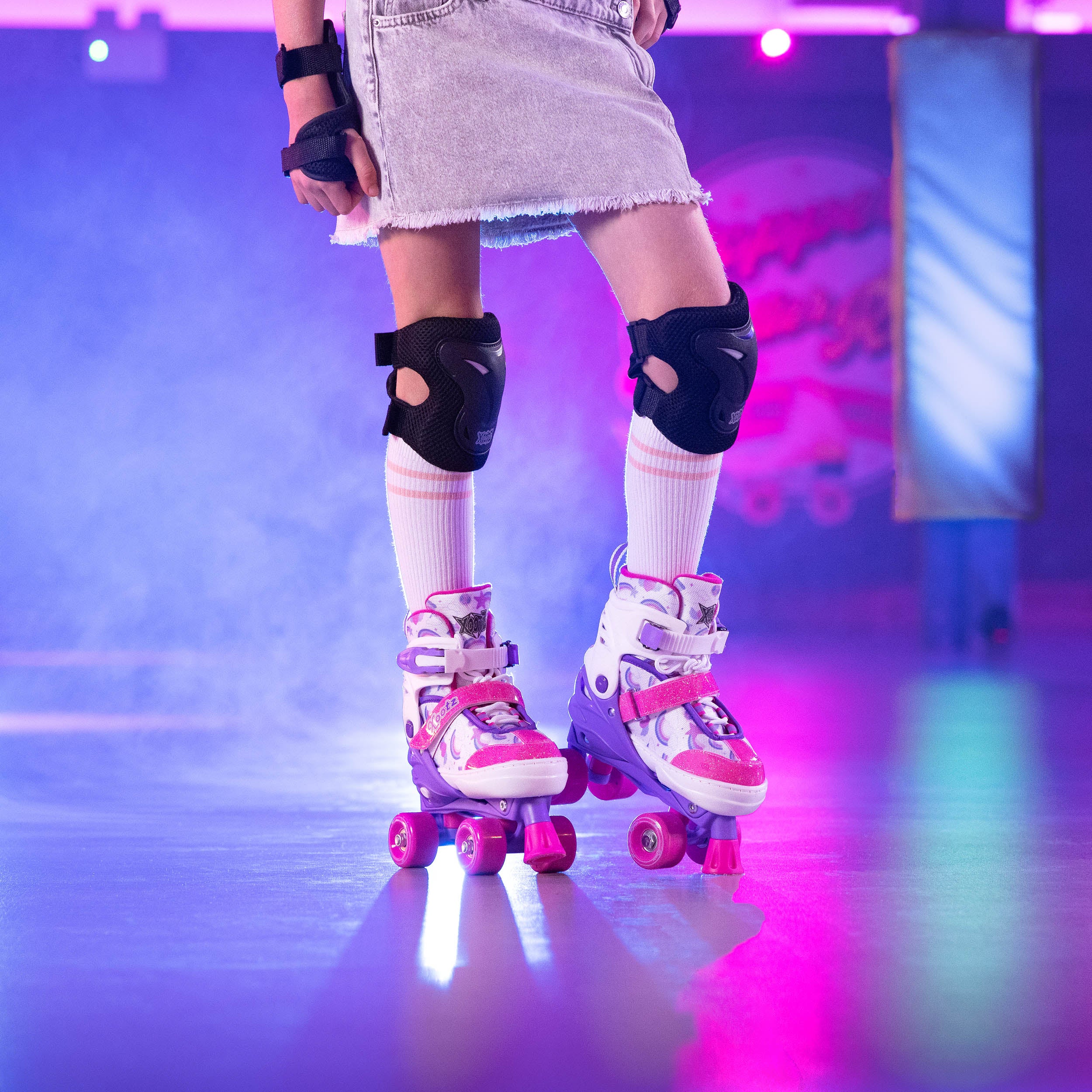 pink glittery quad skates