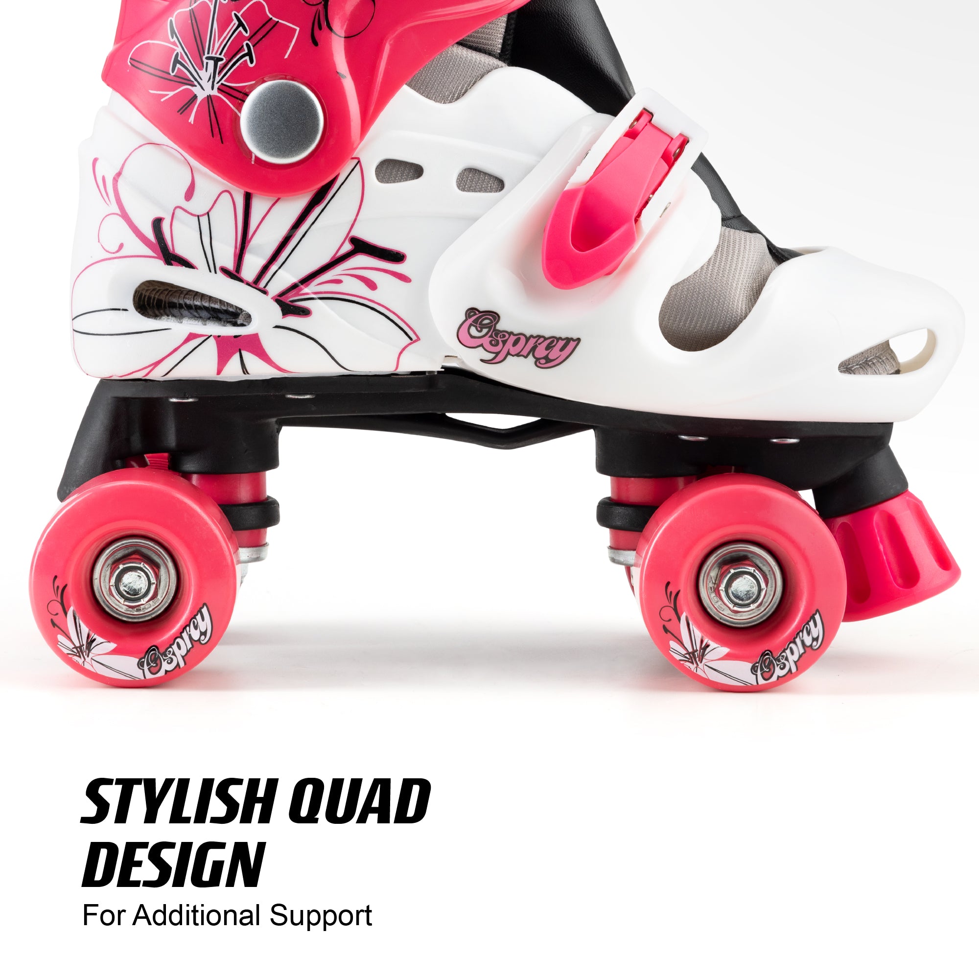 Kids Adjustable Quad Roller Skates - Pink