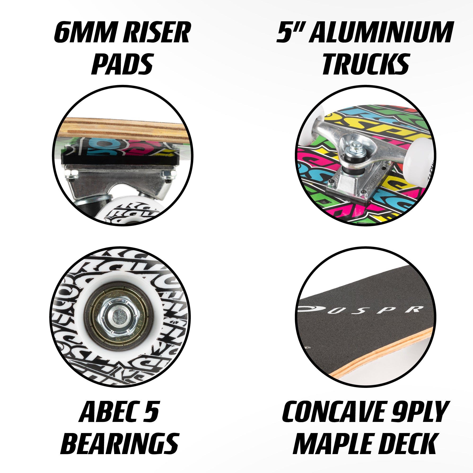 8" x 31" Complete Double Kick Skateboard - Stickers