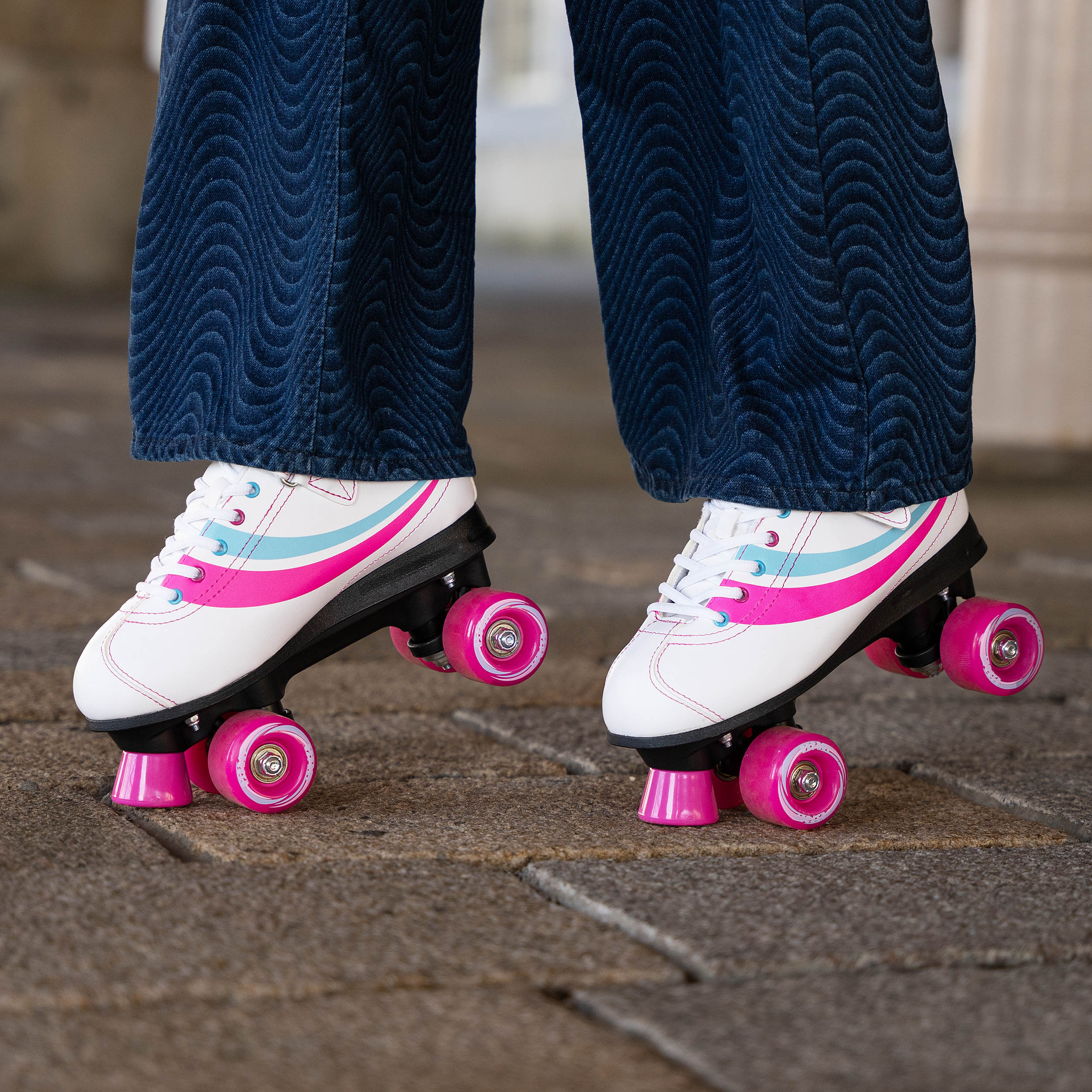 Kids Adjustable Quad Roller Skates - White