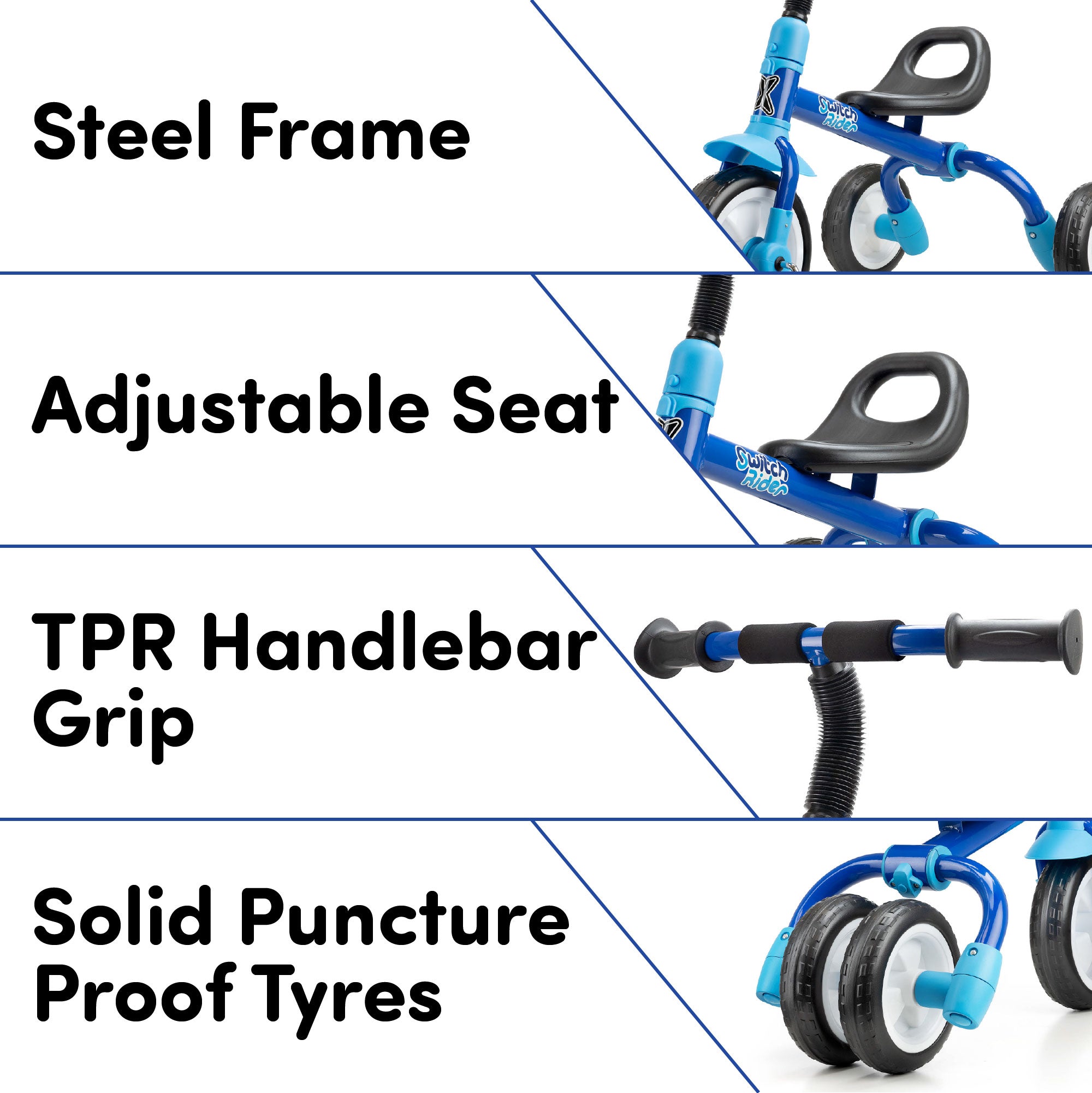 5 in 1 Folding Balance Trike - Blue