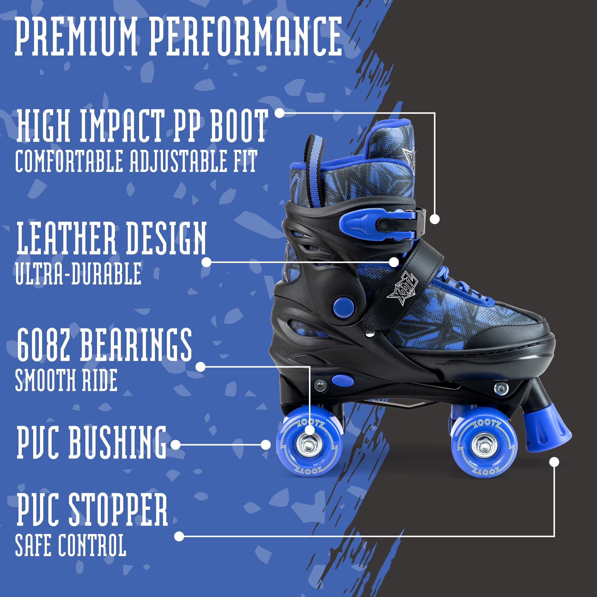 Kids Semi Soft Jet Roller Skates - Blue