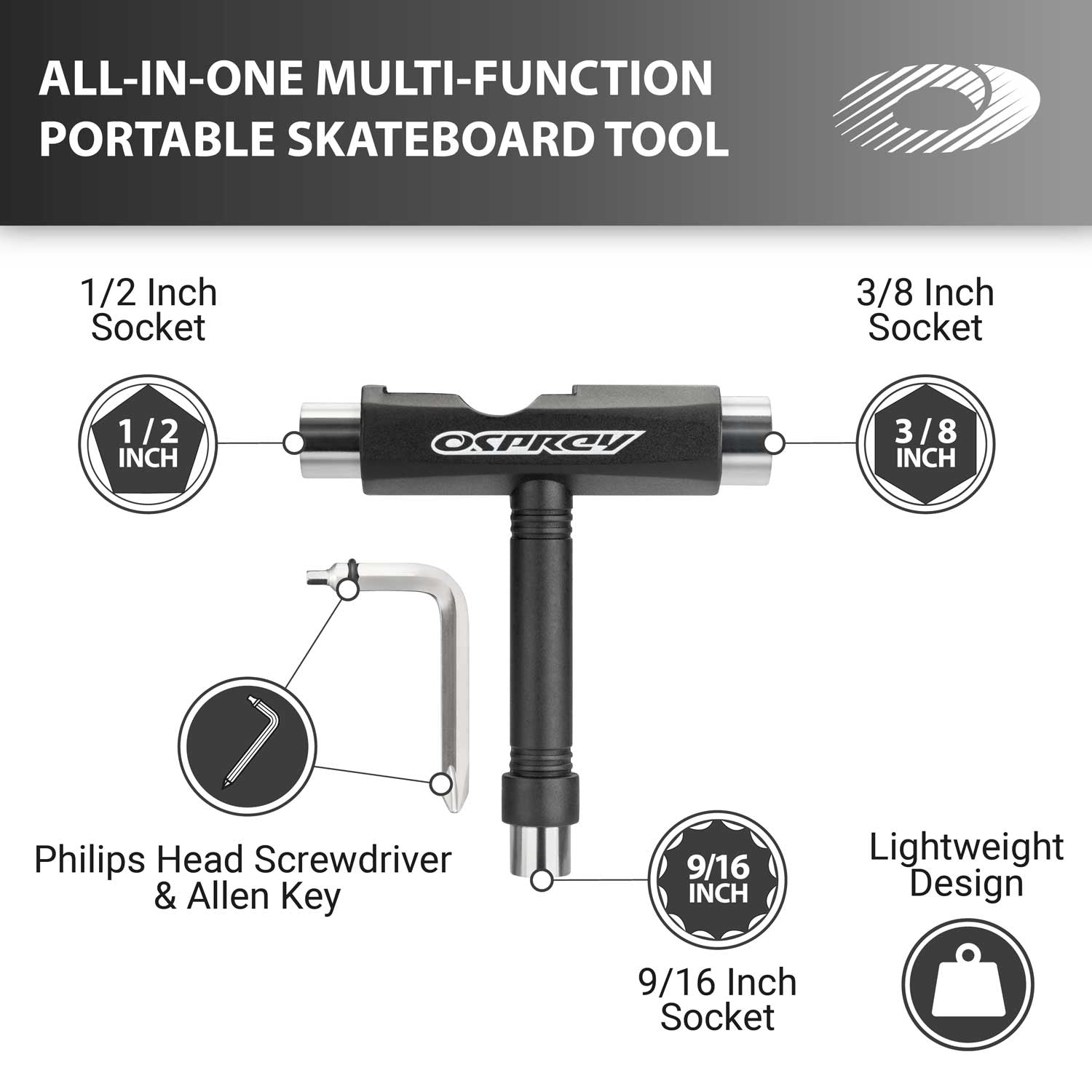 T-shaped skate tool for trucks and wheels