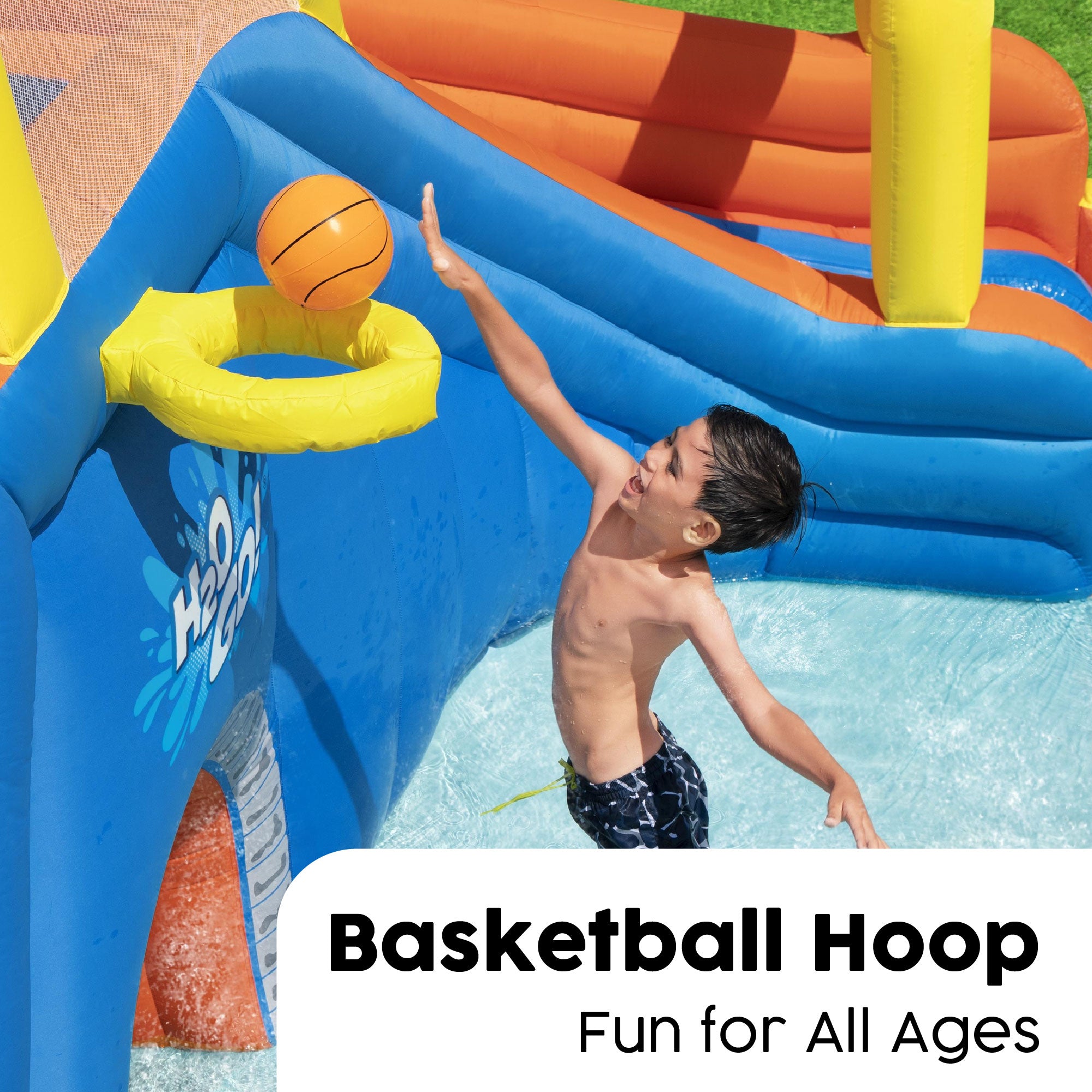water park with basketball hoop
