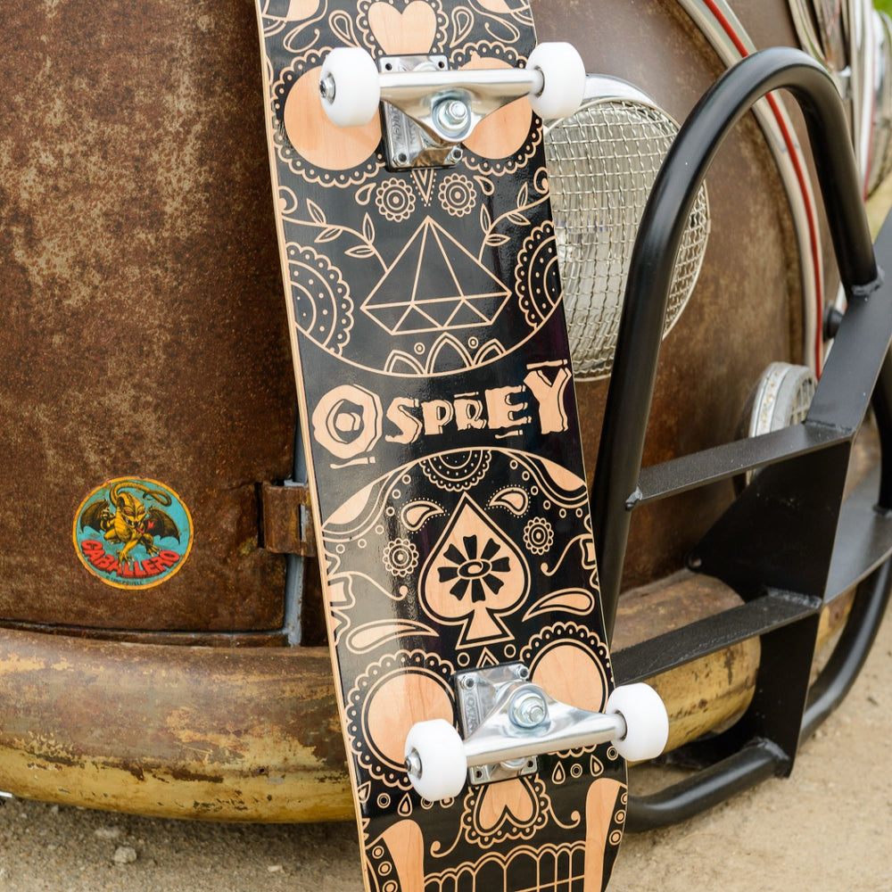Day of the Dead themed kids skateboard