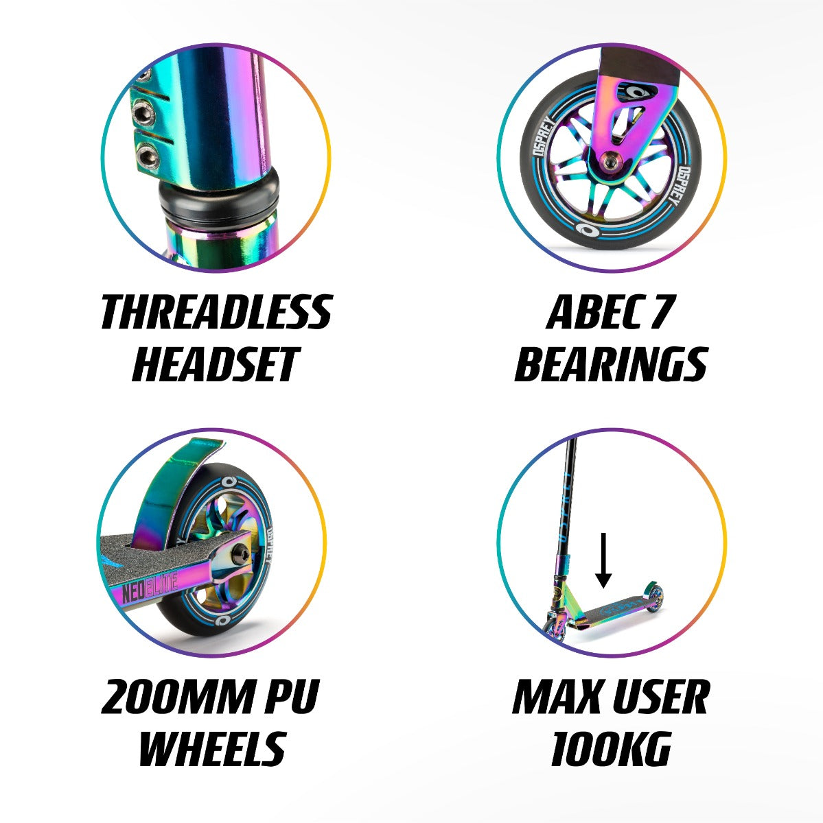 High-impact neon scooter for tricks