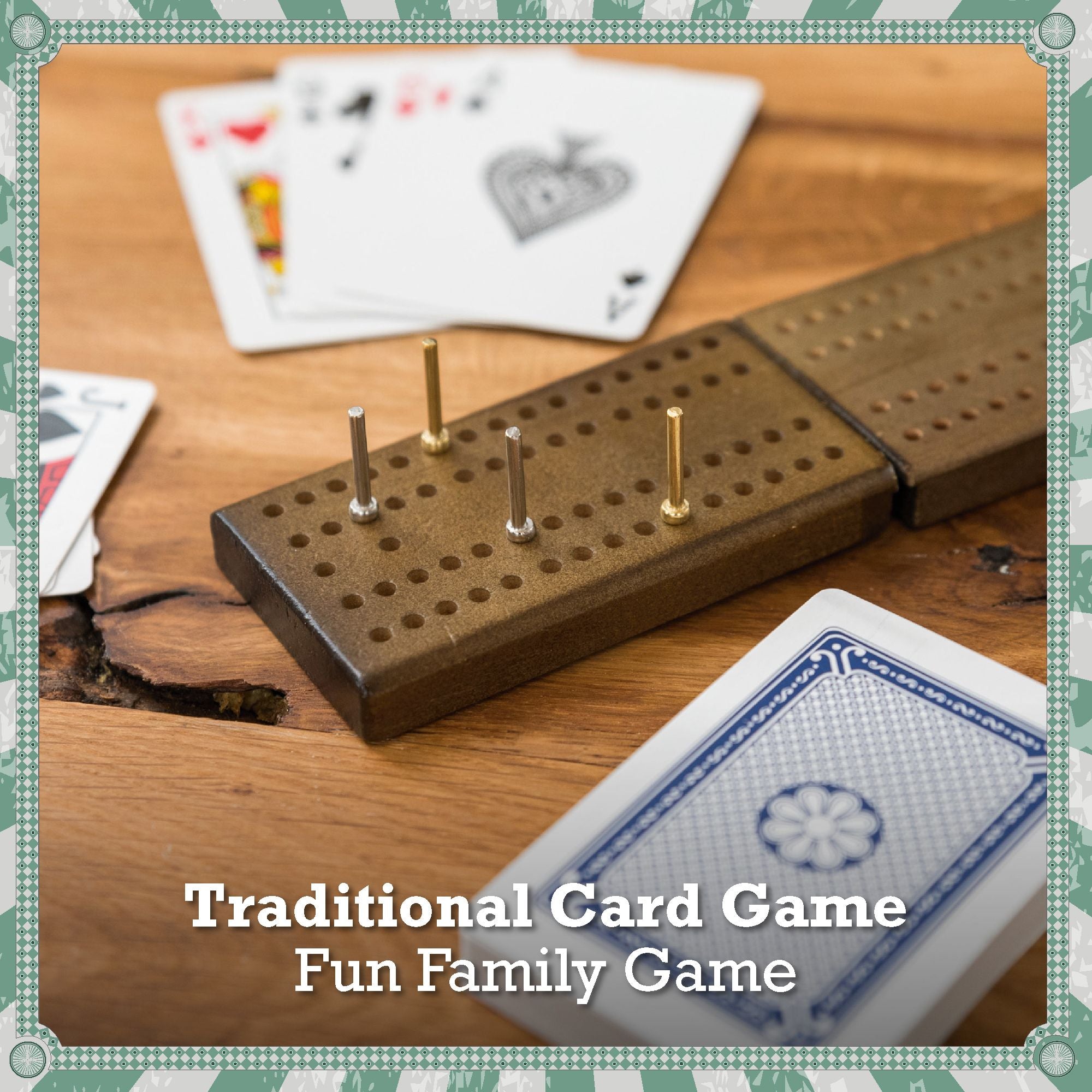 cribbage board with pegs