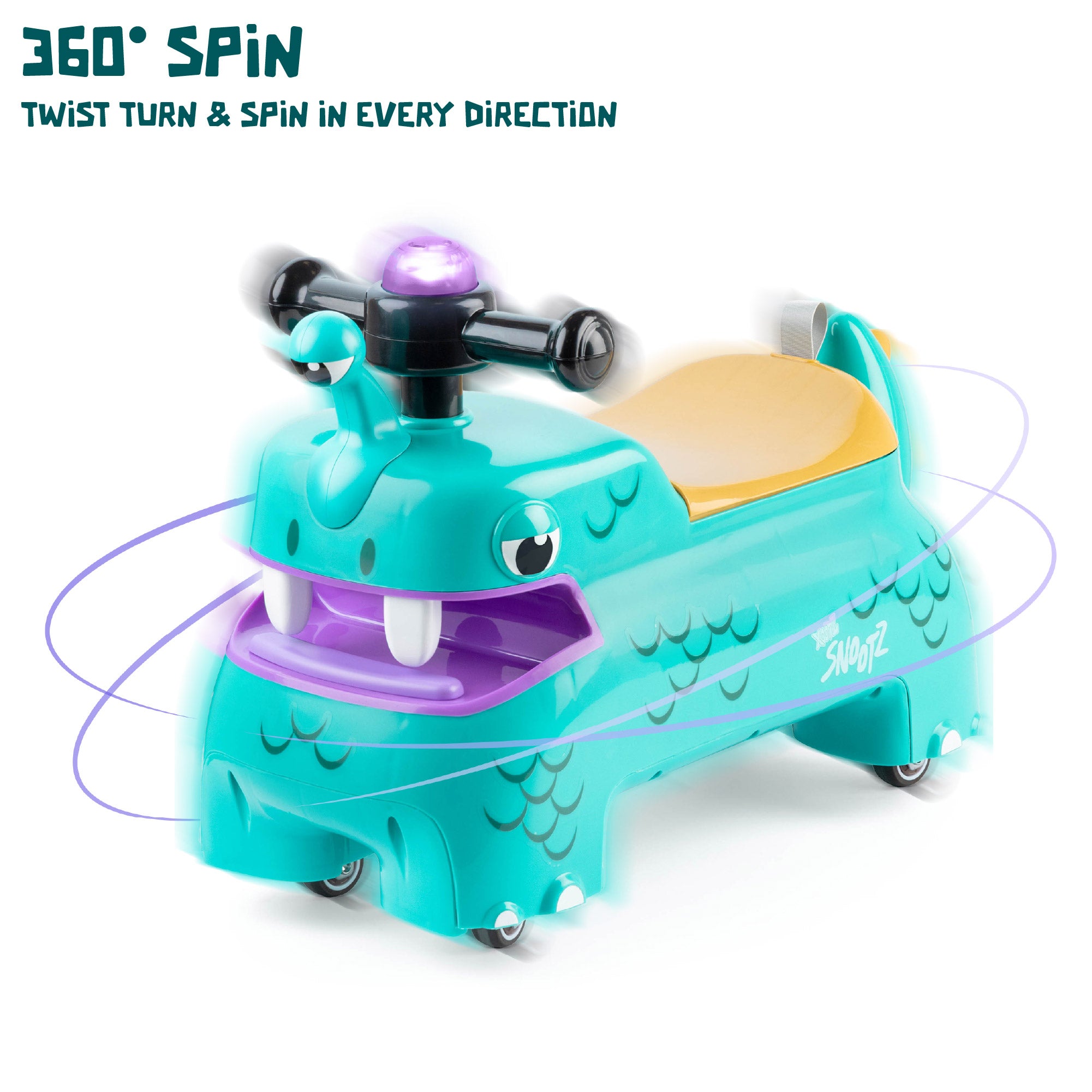 foot to floor monster ride on with spinning wheels