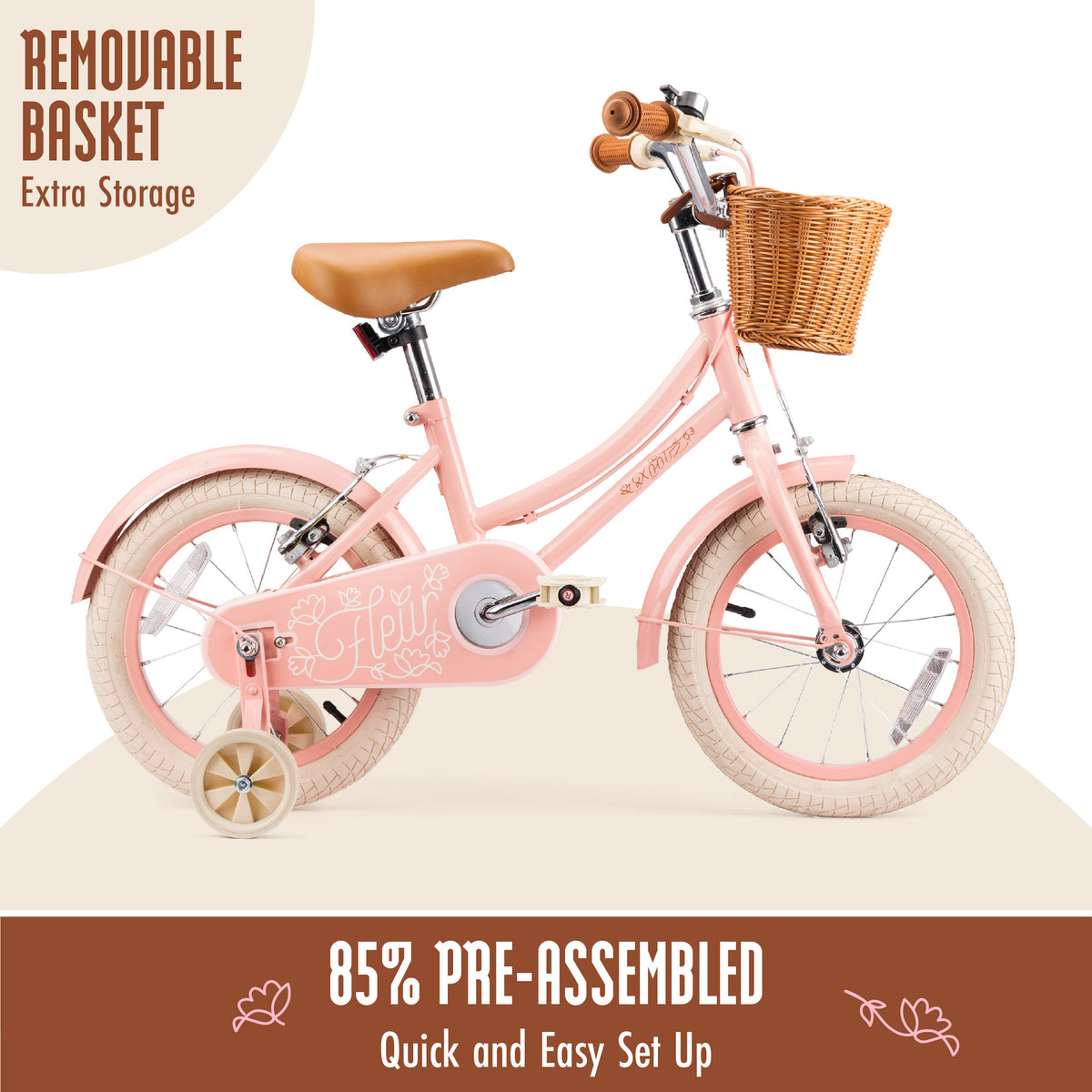 girls pink bicycle with removable basket