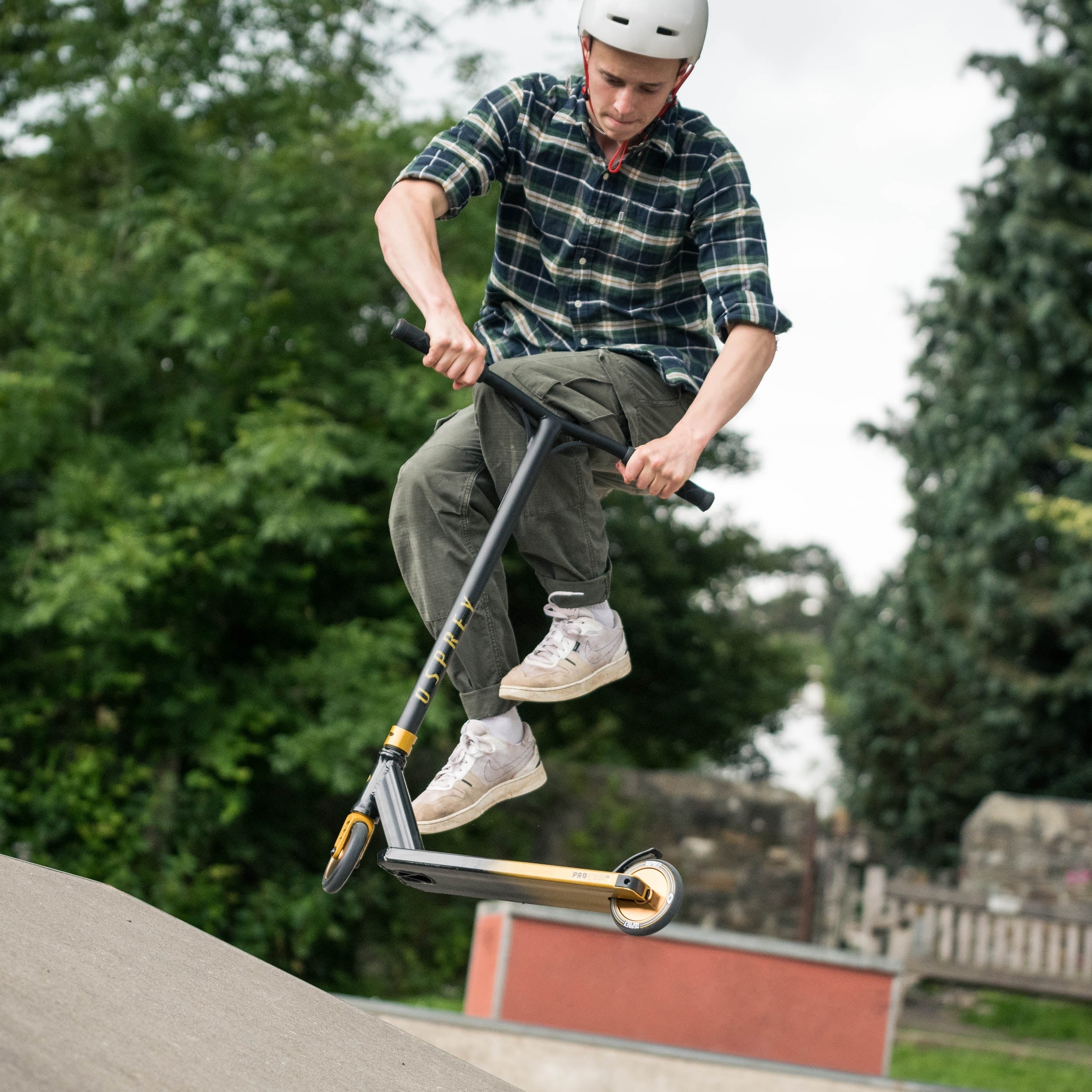 Gold stunt scooter for kids and teens