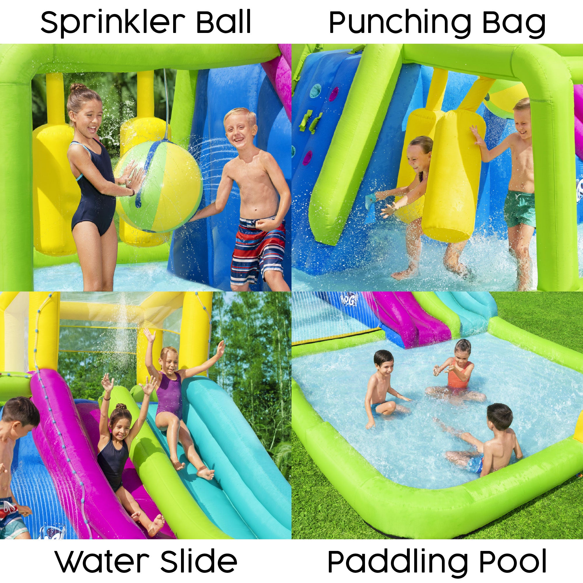 inflatable water park with variety of different activities