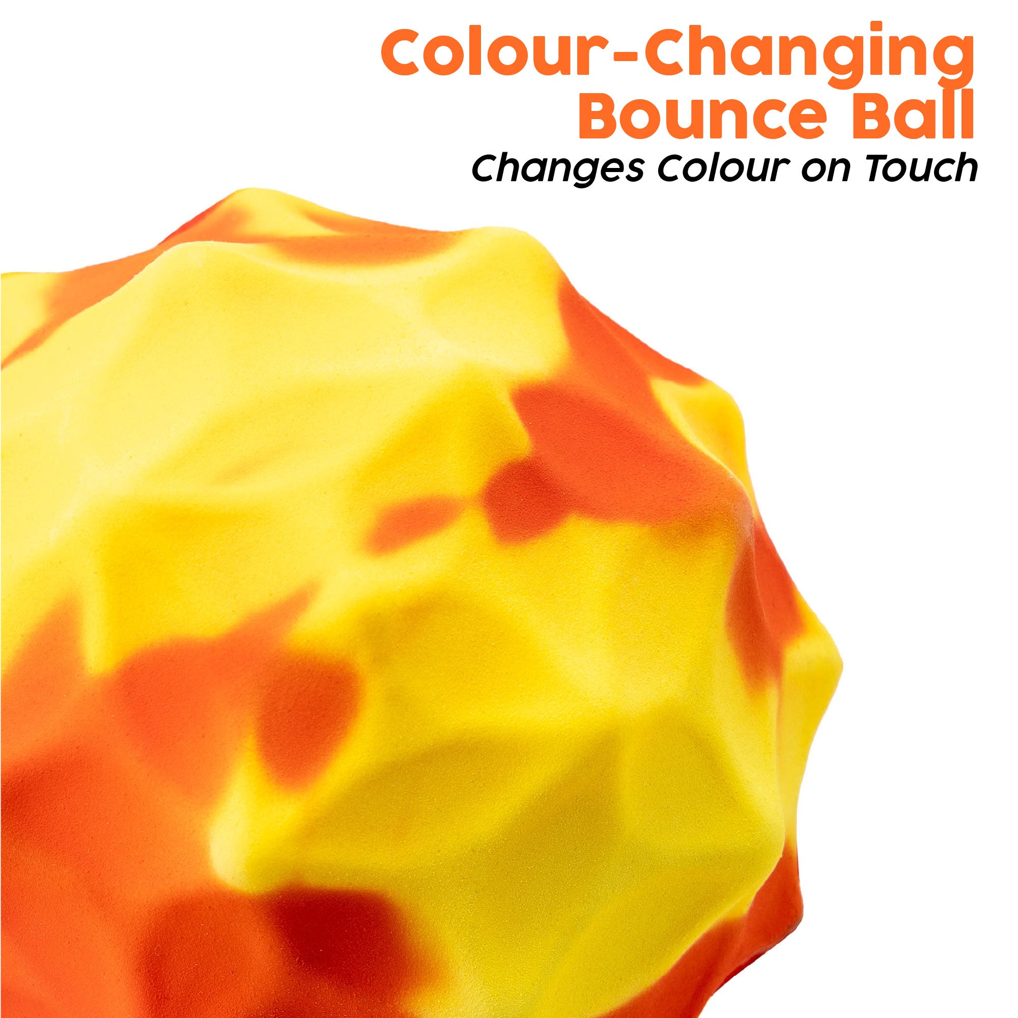 Color-changing bounce ball with orange and yellow colours
