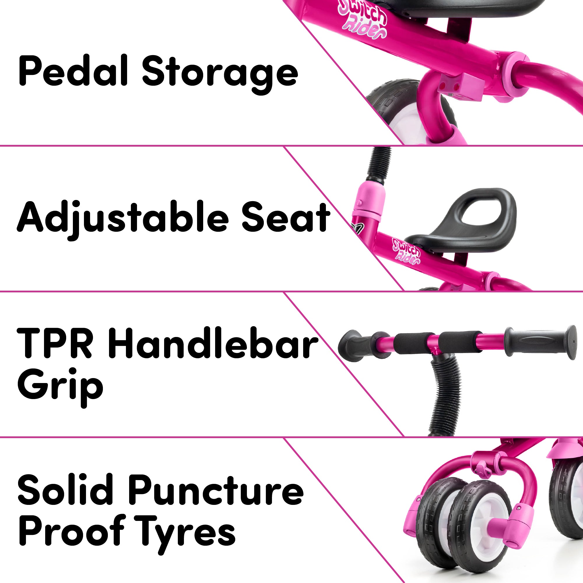 pink 5 in 1 balance bike trike