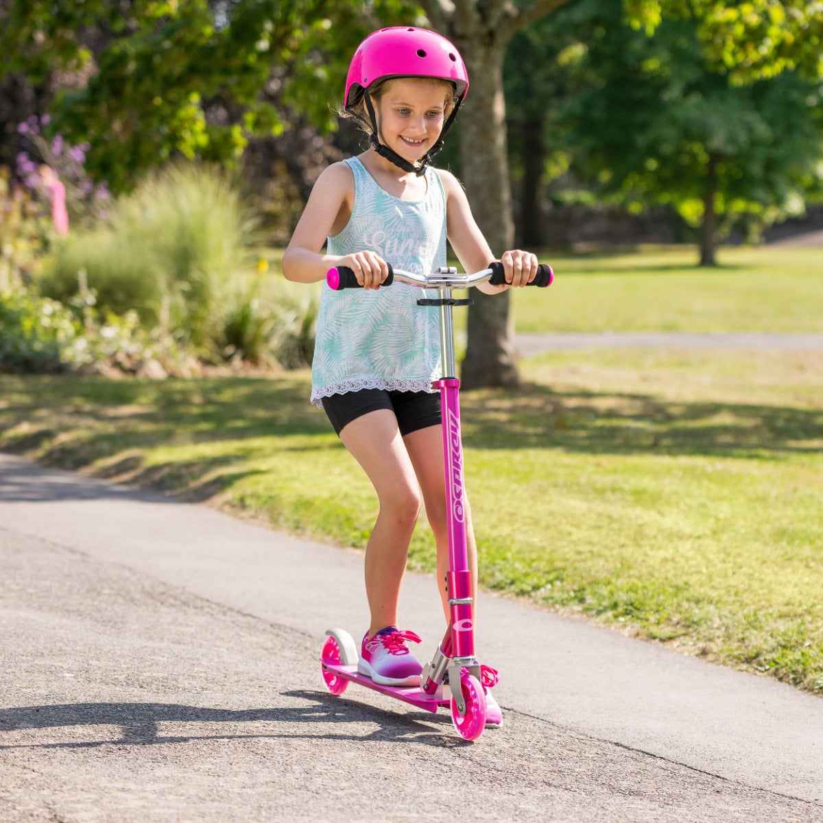 Pink folding scooter for girls