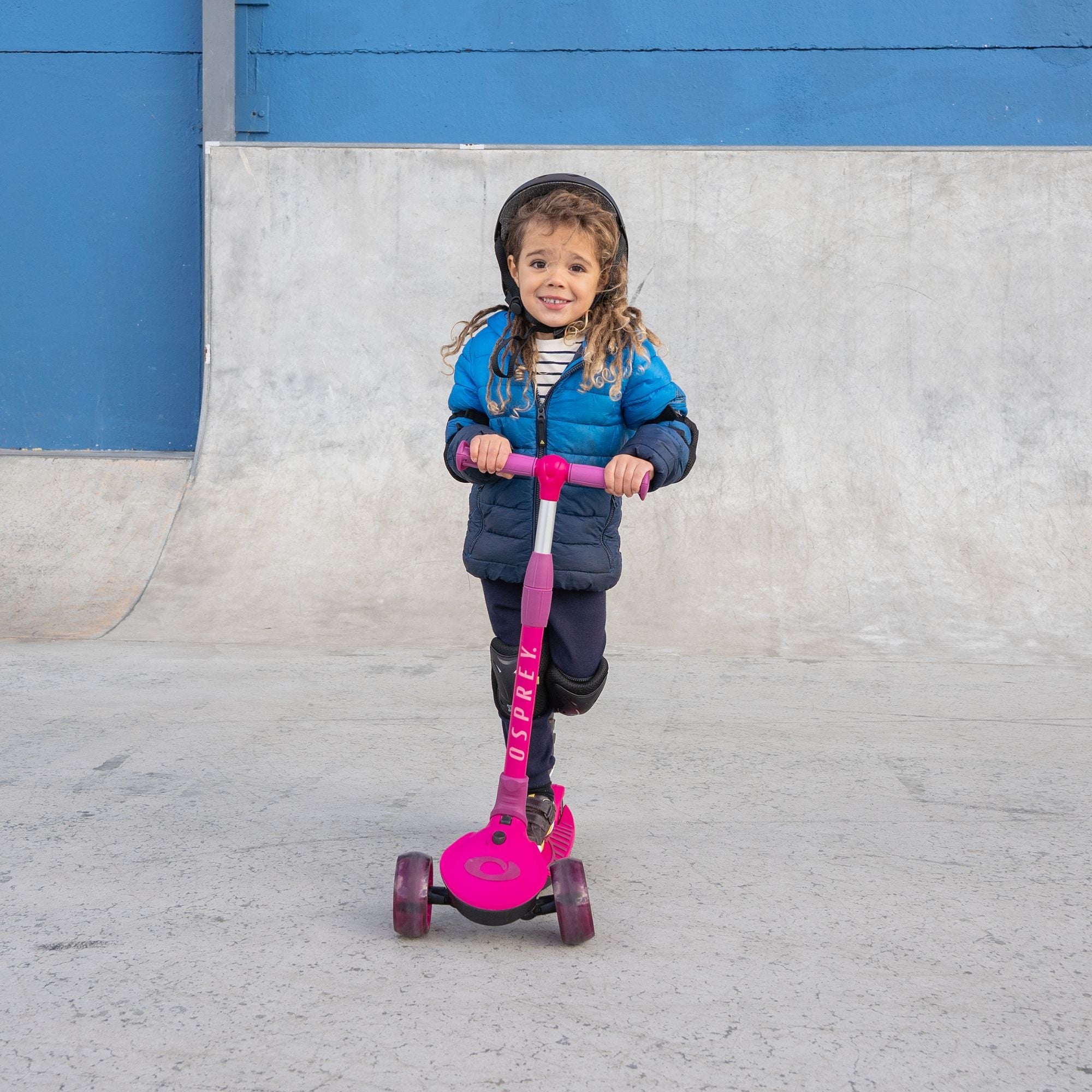 Three-wheel pink scooter for toddlers