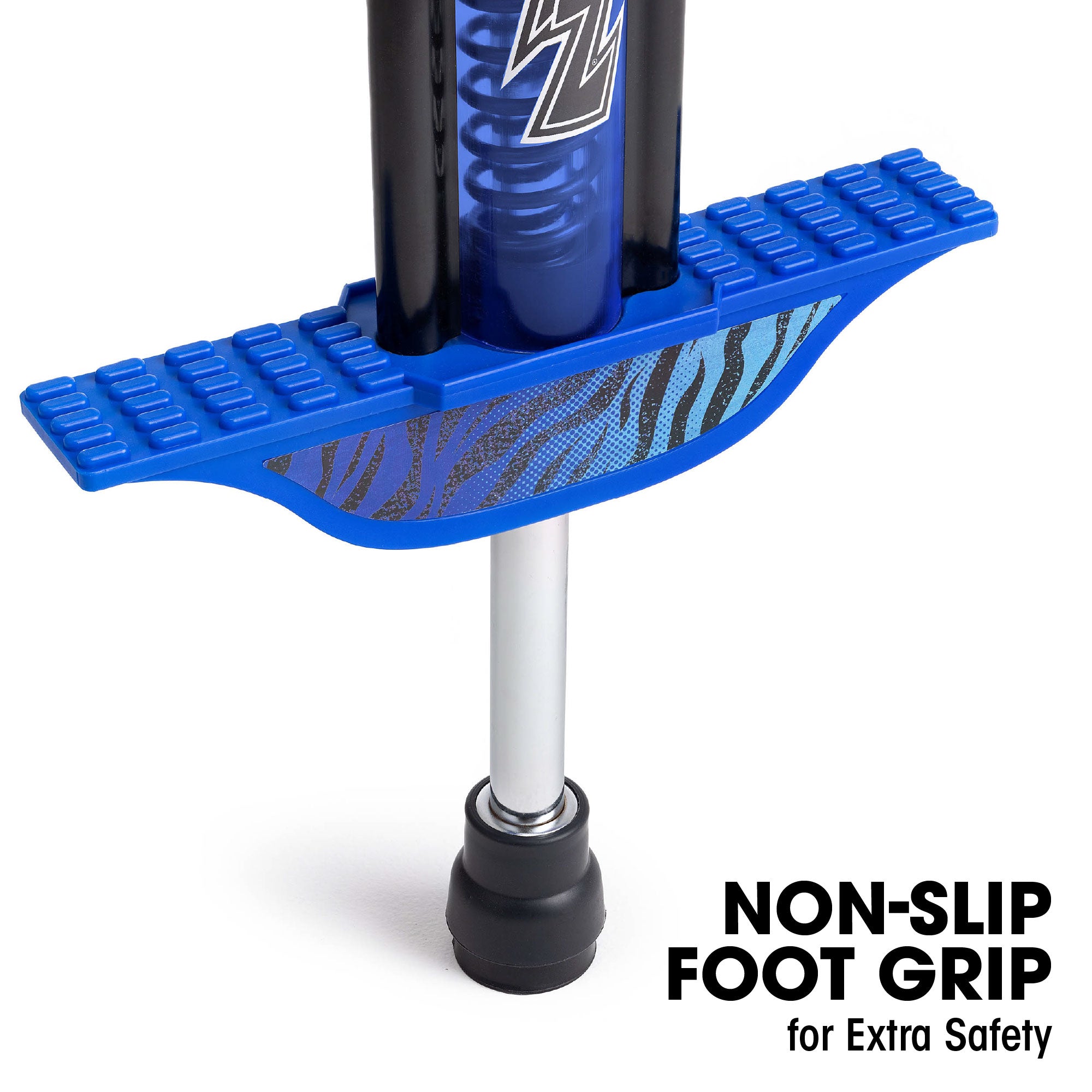 Blue non-slip foot grip on a white background with text 'Non-Slip Foot Grip for Extra Safety'.