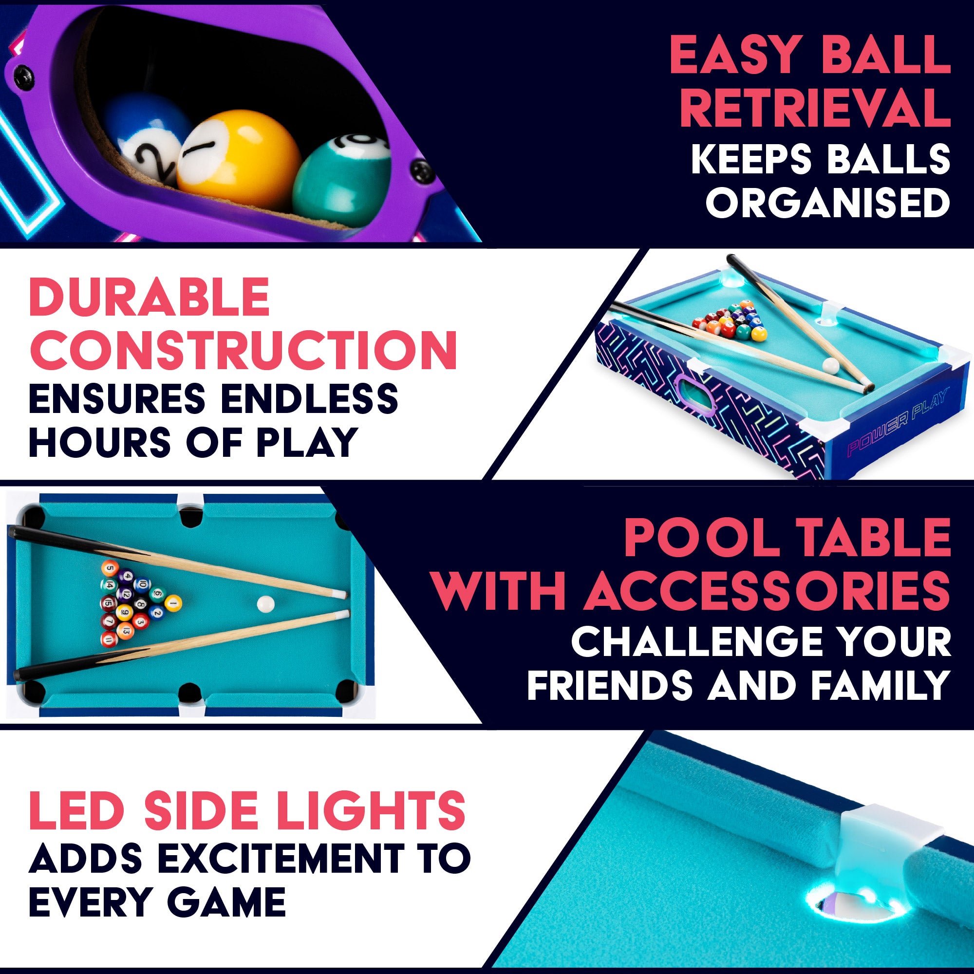 LED 20” Pool Games Table