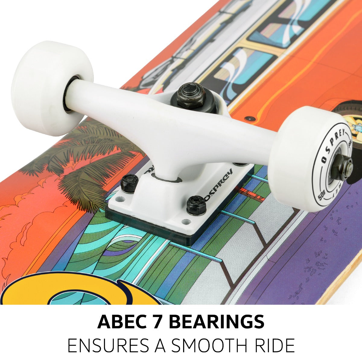 8" x 31" Complete Double Kick Skateboard - VW Sunset