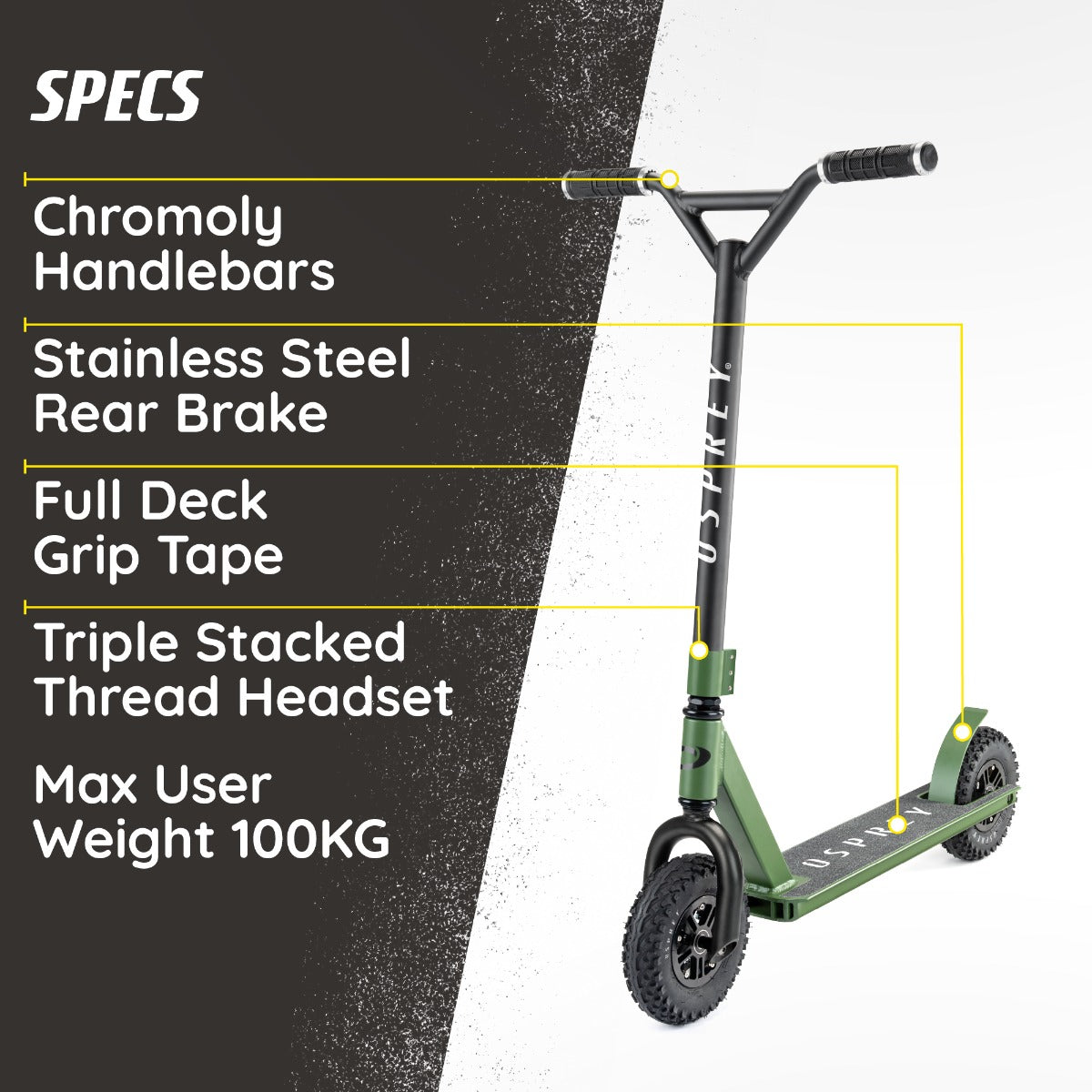 Outdoor dirt scooter with steel frame
