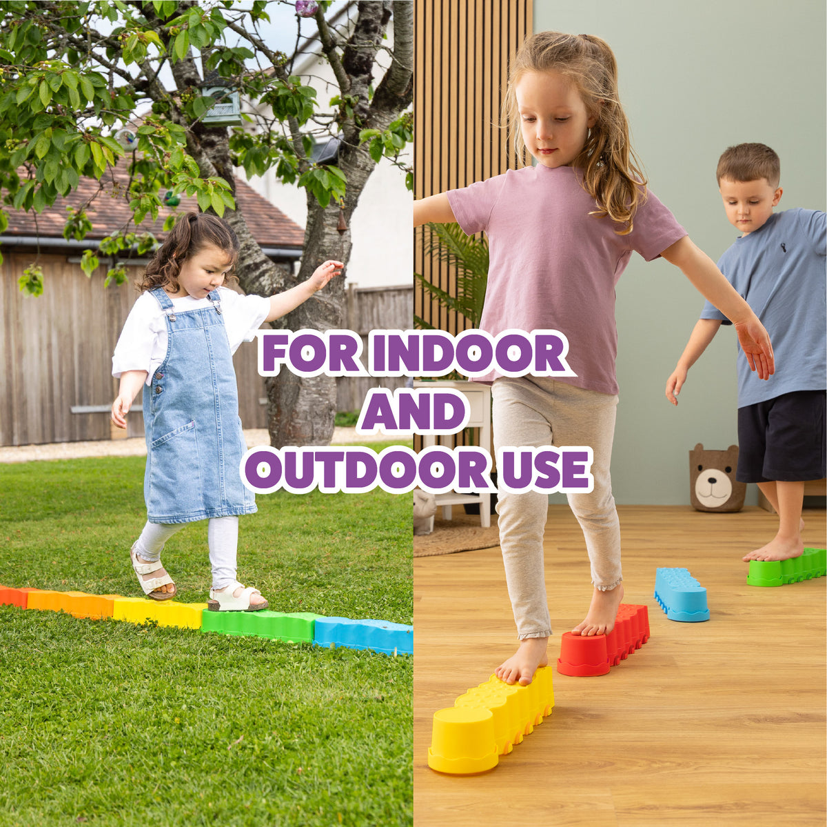 indoor and outdoor stepping beams for kids